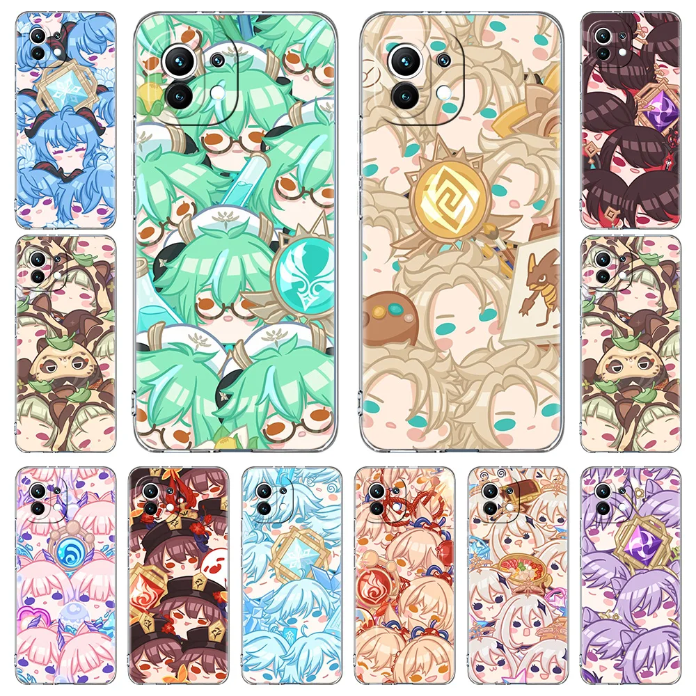 Ударопрочный чехол Kawaii Genshin для Xiaomi Poco X3 NFC F3 Pro M3 GT Mi 11 Lite 5G Ultra 11T 11X 11i кристально