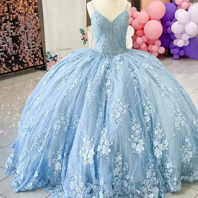 ANGELSBRIDEP Light Blue Lace Quinceanera Dresses 3D Appliqued Beading Floral Lace Prom Gown Spaghetti Strap Sweet 15 16 Gowns
ANGELSBRIDEP Light Blue Lace Quinceanera Dresses 3D Appliqued Beading Floral Lace Prom Gown Spaghetti Strap Sweet 15 16 Gowns