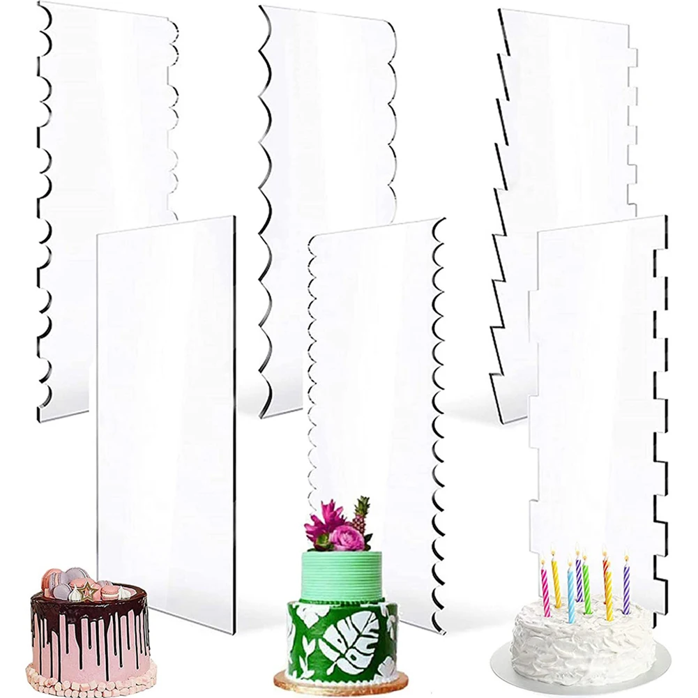 6Pcs Cake Scraper Set Transparent Clear Acrylic Decorating Contour Comb Saw Tooth Cake Trim Smoother Tool Pastry Cutter
6Pcs Cake Scraper Set Transparent Clear Acrylic Decorating Contour Comb Saw Tooth Cake Trim Smoother Tool Pastry Cutter