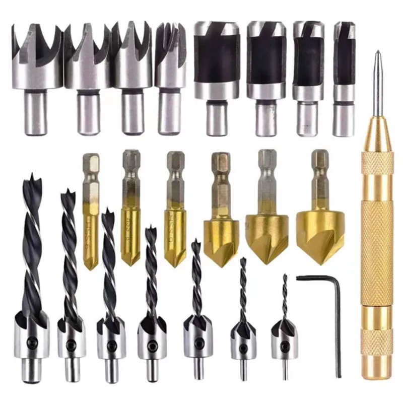 23Pcs Hexagonal Shank Five-edged Chamfer Countersink Drill Bit Set 6-19mm Set High-carbon steel Hole Drill 90 Degrees Chamfering
23Pcs Hexagonal Shank Five-edged Chamfer Countersink Drill Bit Set 6-19mm Set High-carbon steel Hole Drill 90 Degrees Chamfering