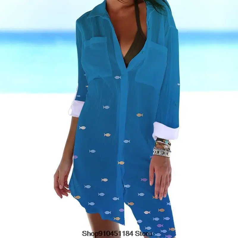 Women's shirt Fashion Button-down Casual Bohemian Beach Sunscreen Shirt Print Bkini Beach Skirt Long Sleeve Sexy Cardigan
Women's shirt Fashion Button-down Casual Bohemian Beach Sunscreen Shirt Print Bkini Beach Skirt Long Sleeve Sexy Cardigan