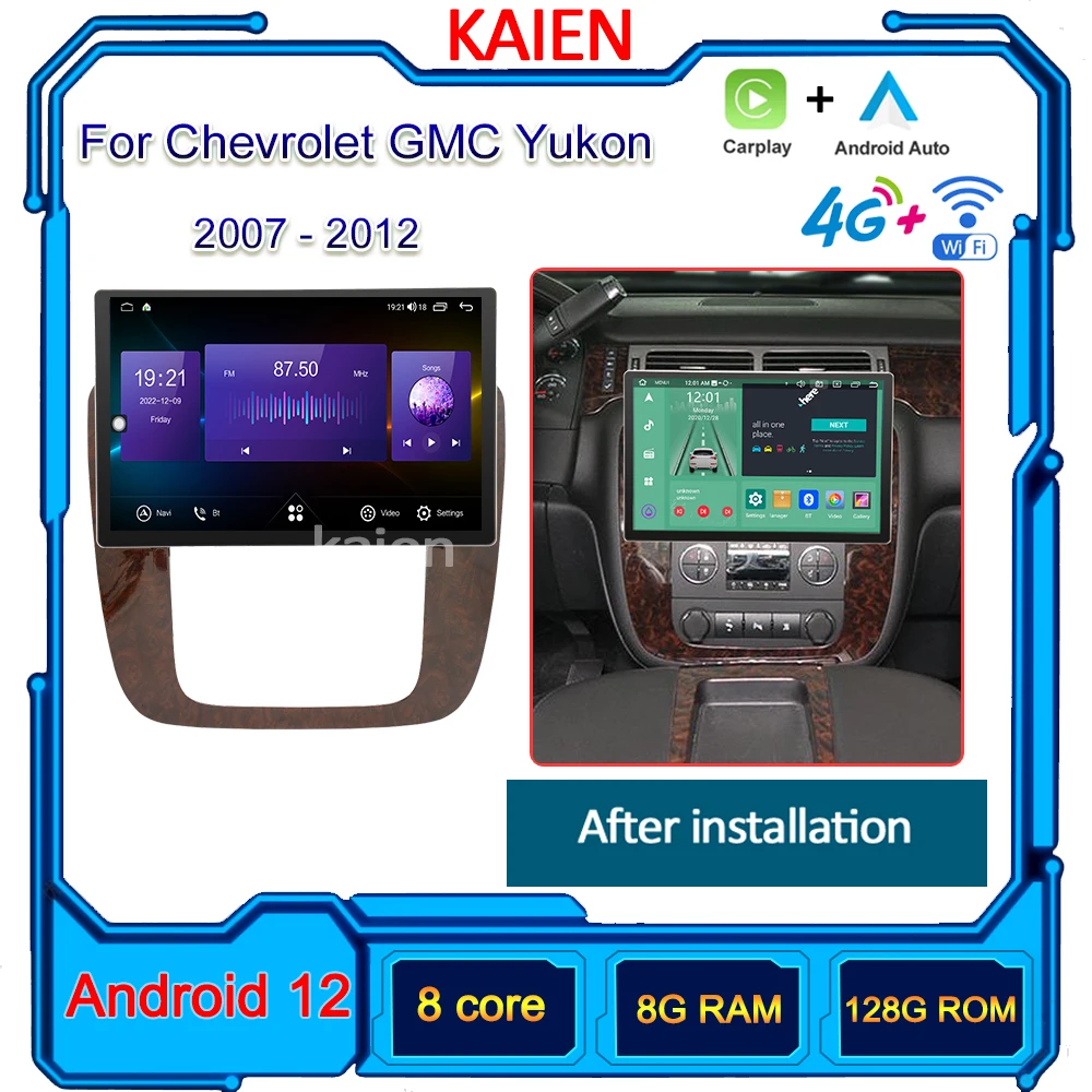 KAIEN For GMC Yukon Chevrolet Tahoe Silverado 2007-2012 Car Radio Android 12 Auto Navigation GPS Stereo Video Player DSP 4G WIFI
KAIEN For GMC Yukon Chevrolet Tahoe Silverado 2007-2012 Car Radio Android 12 Auto Navigation GPS Stereo Video Player DSP 4G WIFI