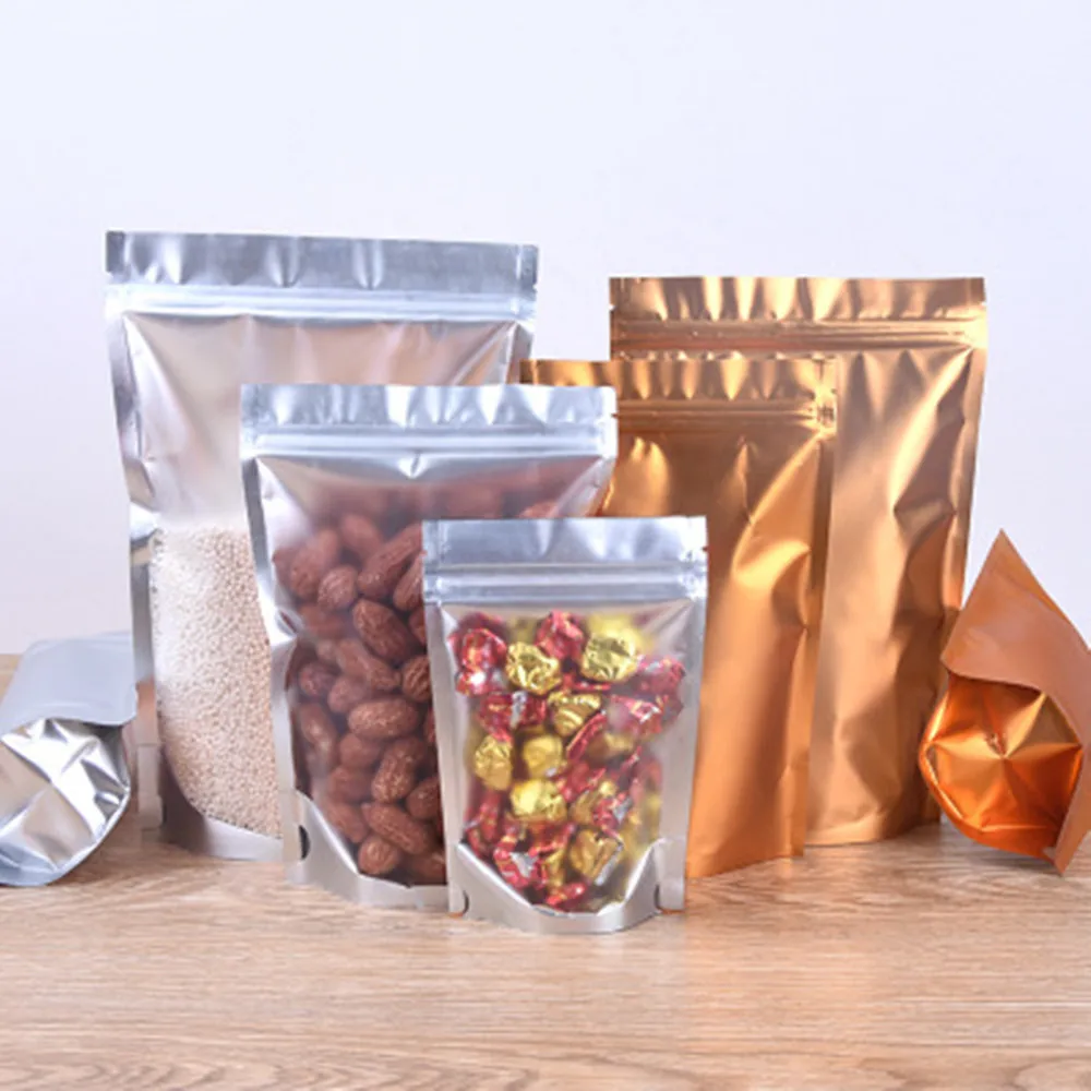 100Pcs/Lot Gold Aluminum Foil Transparent Food Package Bag Stand Up Zip Lock Reusable Snacks Tea Peanuts Candy Dried Fruits Nuts
100Pcs/Lot Gold Aluminum Foil Transparent Food Package Bag Stand Up Zip Lock Reusable Snacks Tea Peanuts Candy Dried Fruits Nuts