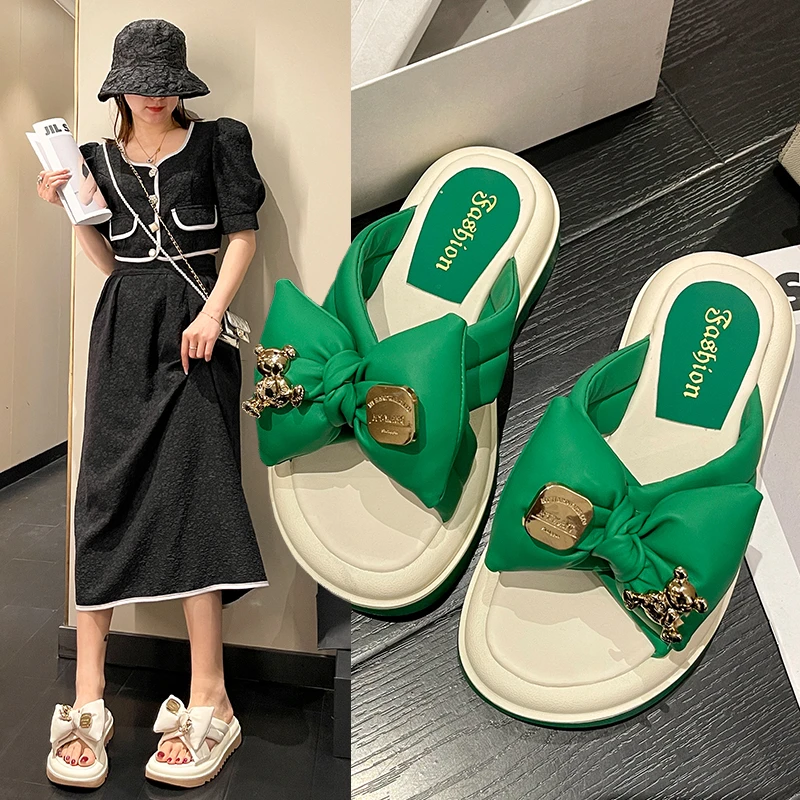 Sweet Green Women Slippers Butterfly-knot Bowtie Light Comfy Flats Open Toe Home Slides House Causal Fashion Cute Shoes Ladies
Sweet Green Women Slippers Butterfly-knot Bowtie Light Comfy Flats Open Toe Home Slides House Causal Fashion Cute Shoes Ladies