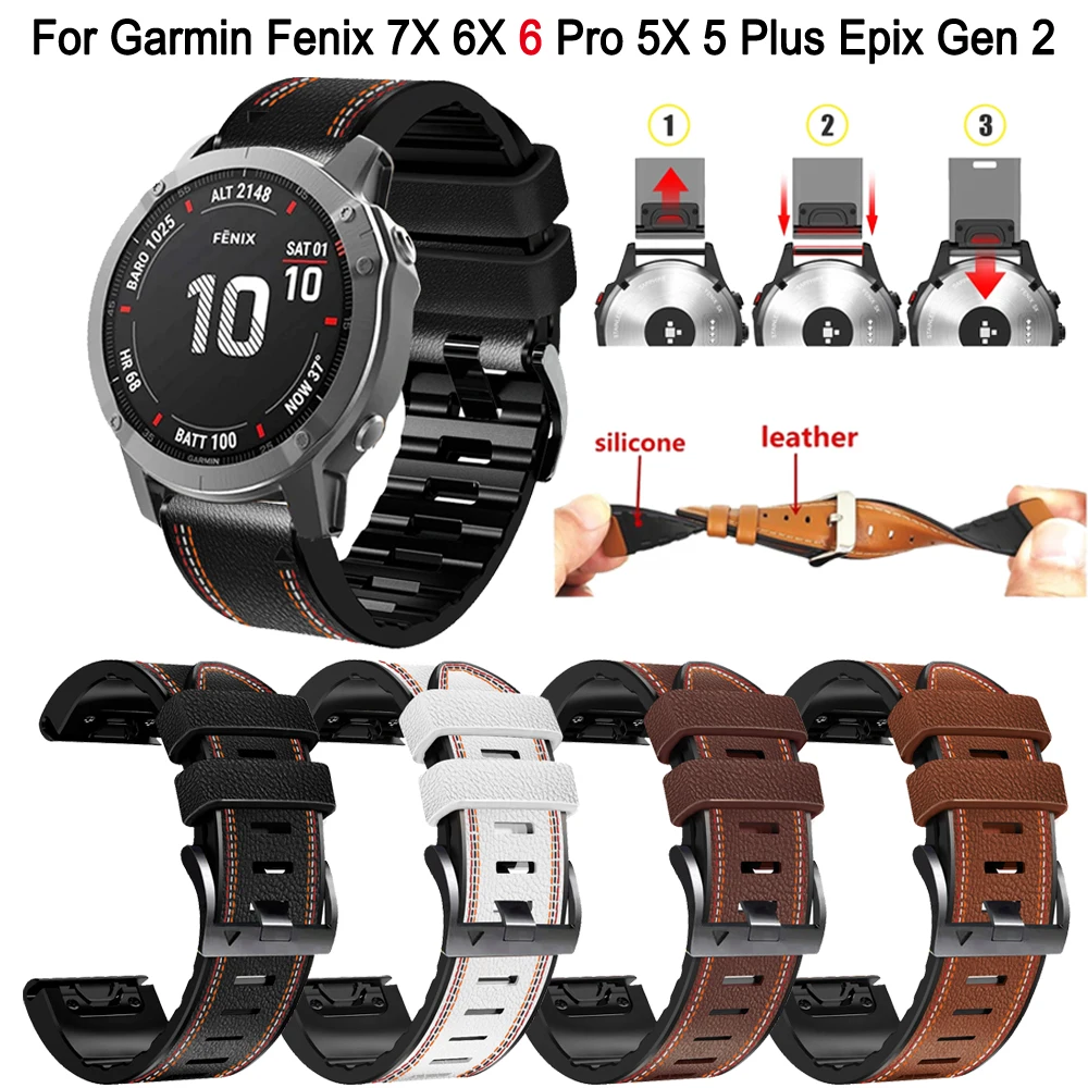 Quickfit Leather Silicone Watchband For Garmin Fenix 6X 6 Pro 7X 7 5 5X Plus 3HR 945 Epix Gen 2 Enduro Bracelet 26 22mm Straps
Quickfit Leather Silicone Watchband For Garmin Fenix 6X 6 Pro 7X 7 5 5X Plus 3HR 945 Epix Gen 2 Enduro Bracelet 26 22mm Straps