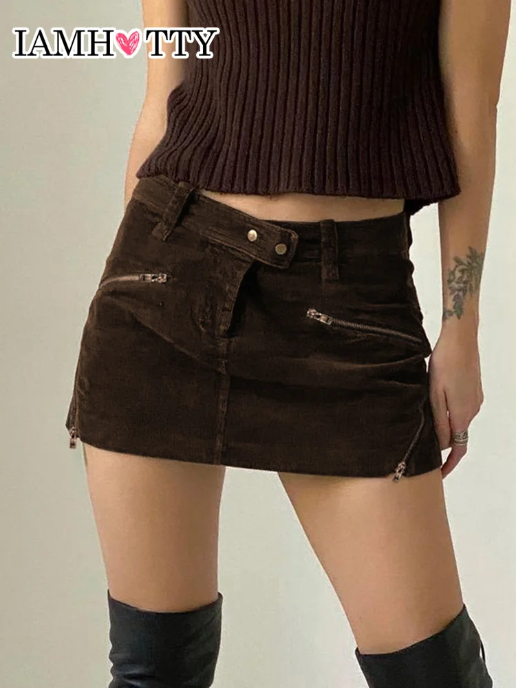 IAMHOTTY Vintage Zip Up Corduroy Mini Skirt Brown High-waisted Straight Pencil Short Skirts Fairycore Grunge Streetwear Women
IAMHOTTY Vintage Zip Up Corduroy Mini Skirt Brown High-waisted Straight Pencil Short Skirts Fairycore Grunge Streetwear Women