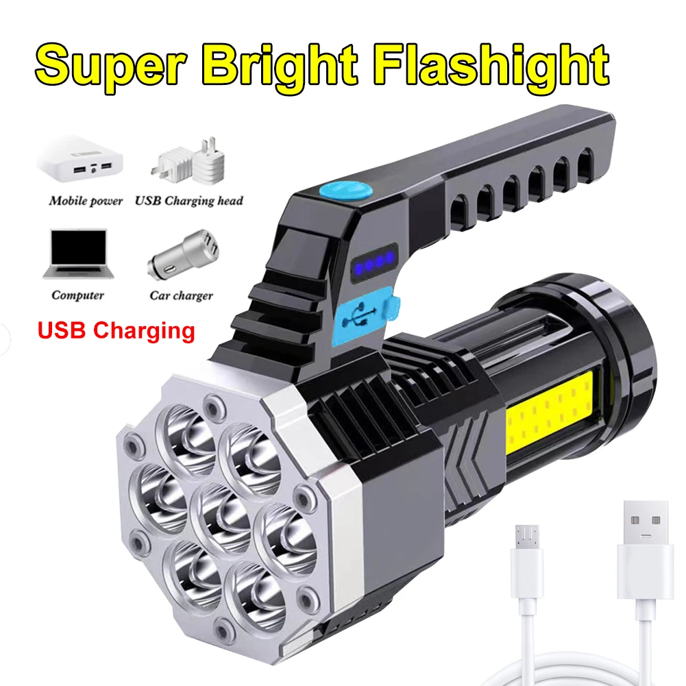 Portable Powerful LED Flashlight High Power COB 7 LEDs Flash Light Outdoor Handheld Lamp Camping Torch USB Rechargeable
Portable Powerful LED Flashlight High Power COB 7 LEDs Flash Light Outdoor Handheld Lamp Camping Torch USB Rechargeable