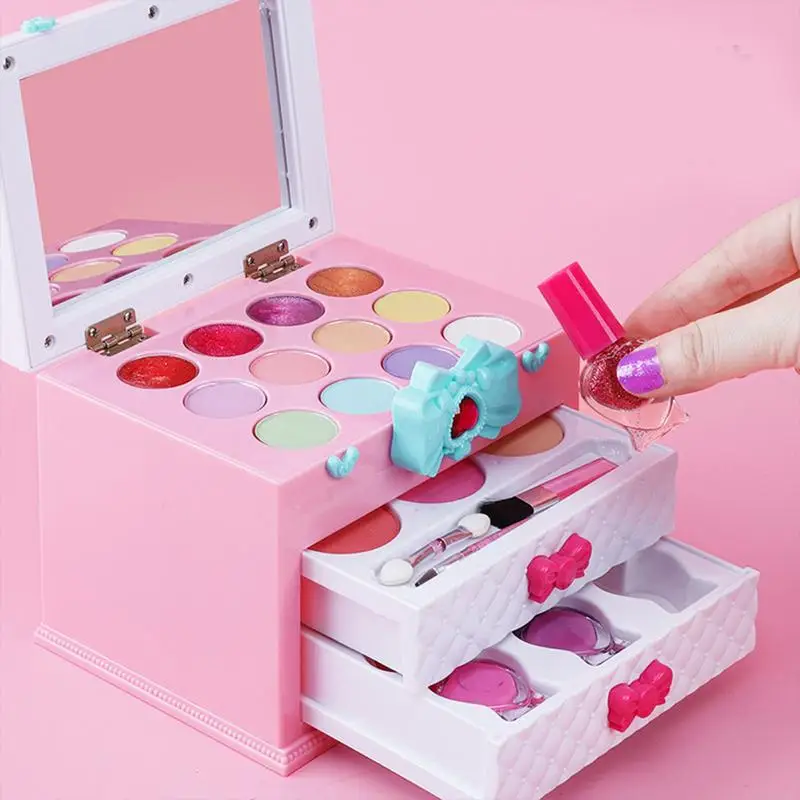 

Children Makeup Cosmetics Playing Box Princess Makeup Girl Play Set Makeup Set For Girls Lipstick Eyeshadows Nail Polish Kid toy