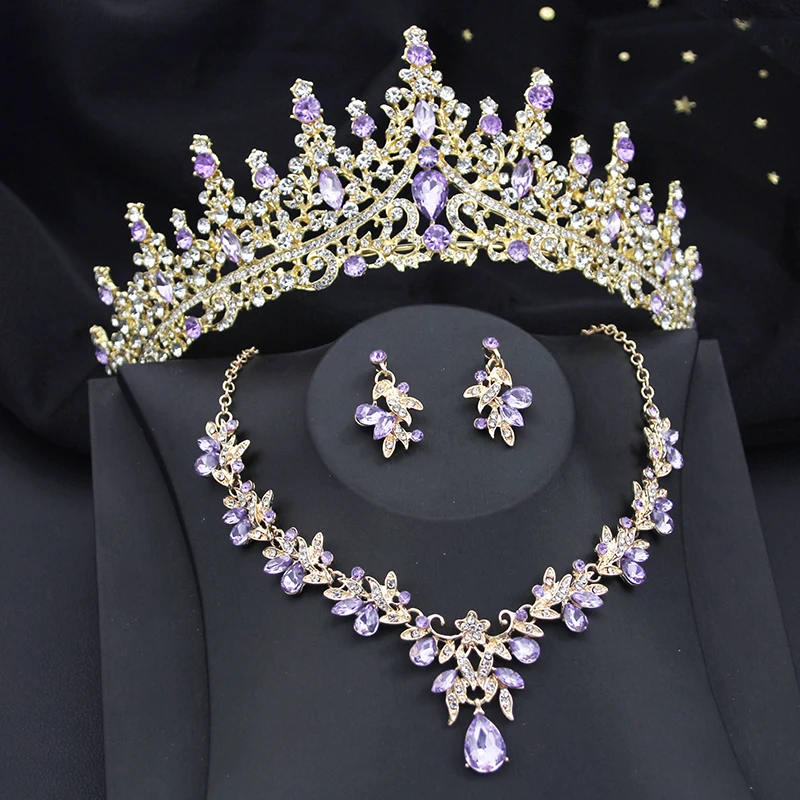 Gold Colors Purple Crown Jewelry Sets for Girls Tiaras and Necklace Earrings Party Prom Wedding Jewelry Set Bridal Accessory
Gold Colors Purple Crown Jewelry Sets for Girls Tiaras and Necklace Earrings Party Prom Wedding Jewelry Set Bridal Accessory