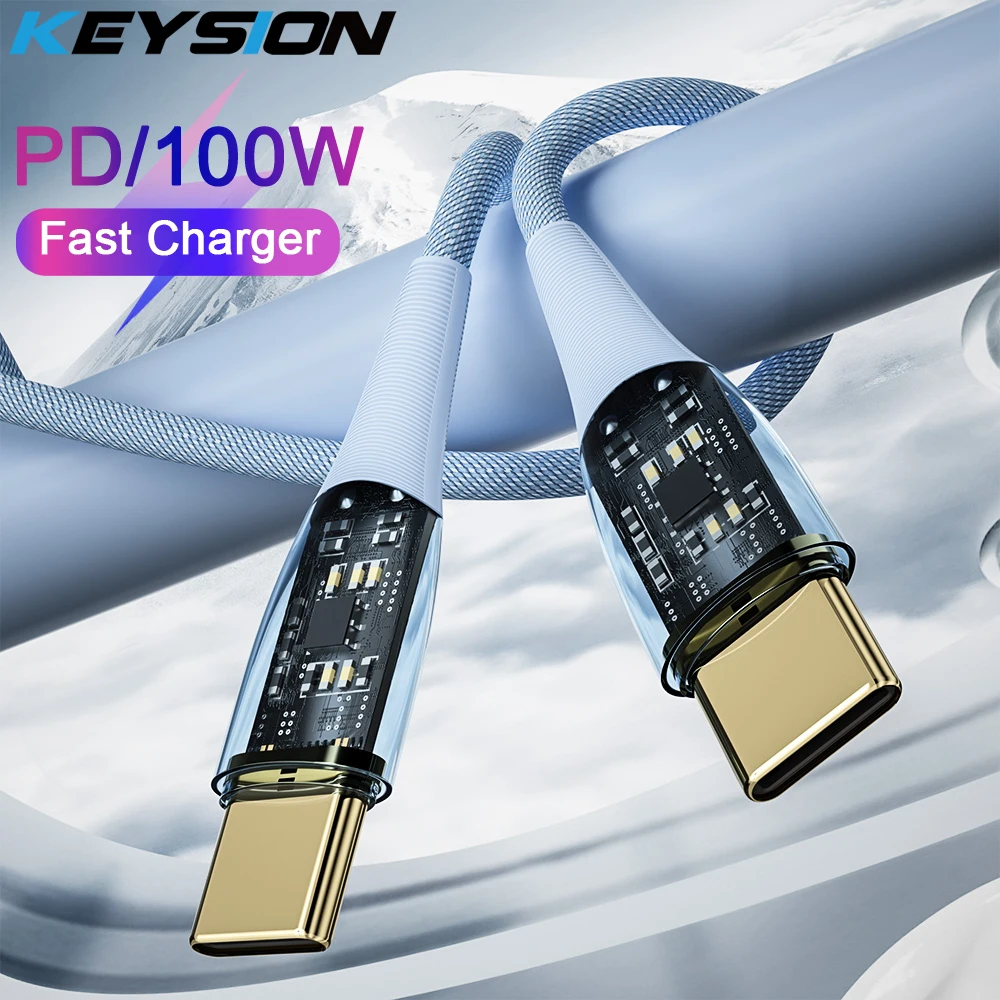 KEYSION 5A PD 100W USB C To Type C Cable Transparent Fast Charger Cord Data Quick Phone Cable for Macbook Huawei Xiaomi Samsung
KEYSION 5A PD 100W USB C To Type C Cable Transparent Fast Charger Cord Data Quick Phone Cable for Macbook Huawei Xiaomi Samsung
