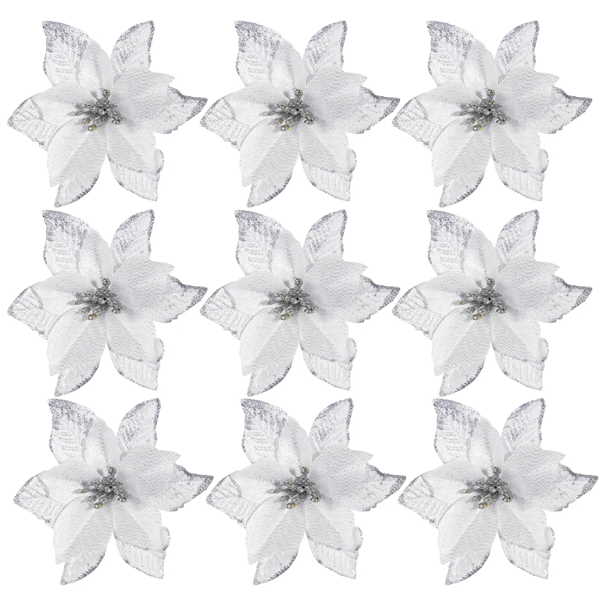 Flowers Christmas Poinsettia Artificial Flower Fake Tree Decorative Whiteglitter Wedding Gliter Silk Decorations Silver
Flowers Christmas Poinsettia Artificial Flower Fake Tree Decorative Whiteglitter Wedding Gliter Silk Decorations Silver