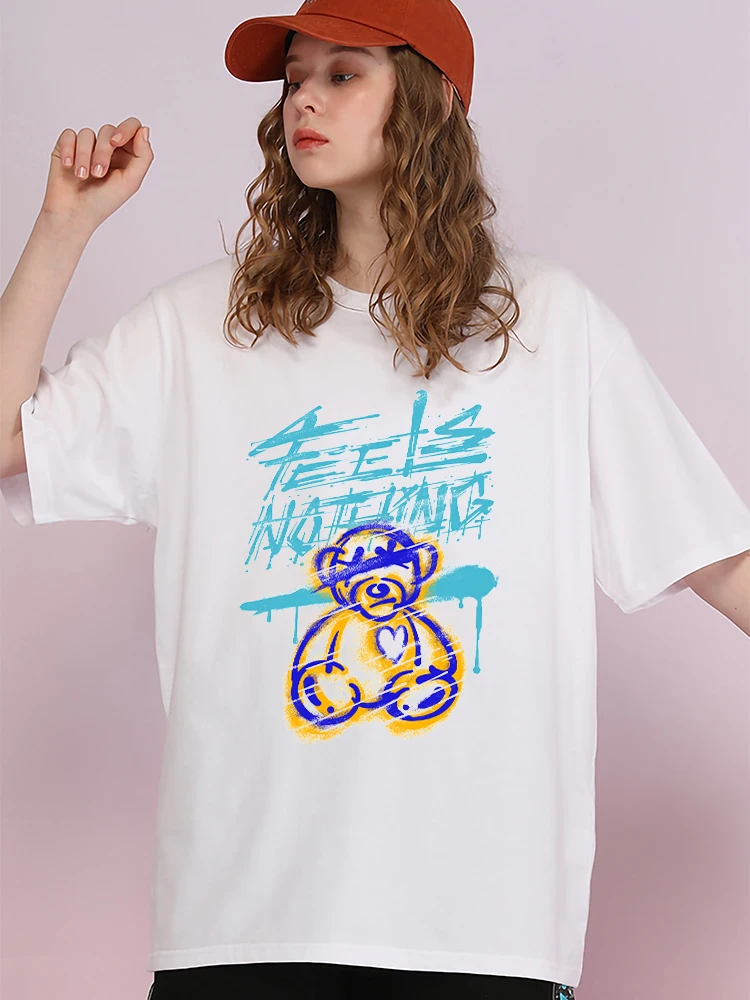 Feels Nothing Hand Painted Teddy Bear Tshirts Female Summer Cotton T-Shirts Oversized Casual Clothes Fashion Breathable Tshirt
Feels Nothing Hand Painted Teddy Bear Tshirts Female Summer Cotton T-Shirts Oversized Casual Clothes Fashion Breathable Tshirt