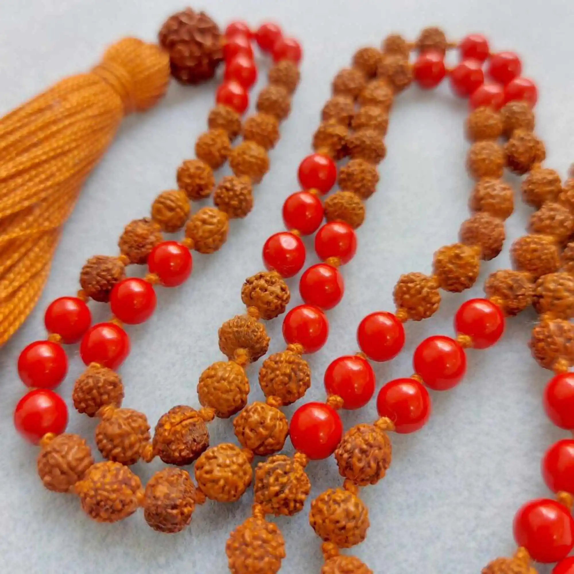 Natural 7mm brown round Rudraksha red coral beads 108 knot Necklace Glowing Taseel Thanksgiving Day Bless Emotional
Natural 7mm brown round Rudraksha red coral beads 108 knot Necklace Glowing Taseel Thanksgiving Day Bless Emotional