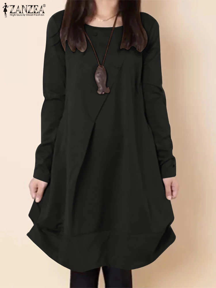 ZANZEA Autumn Elegant knitting Dress Full Sleeve O-Neck Solid Color Knee Length Sundress Casual Vintage Loose Vestido Work Robe
ZANZEA Autumn Elegant knitting Dress Full Sleeve O-Neck Solid Color Knee Length Sundress Casual Vintage Loose Vestido Work Robe