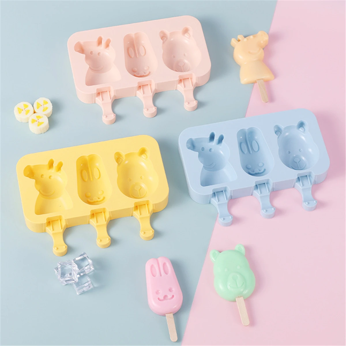 Eco-Friendly Creative 3 Cartoon Animals Silicone Resin Popsicle Mold Ice Cream Cake Molds Kitchen Gadgets Dining Bar Accessories 
Eco-Friendly Creative 3 Cartoon Animals Silicone Resin Popsicle Mold Ice Cream Cake Molds Kitchen Gadgets Dining Bar Accessories