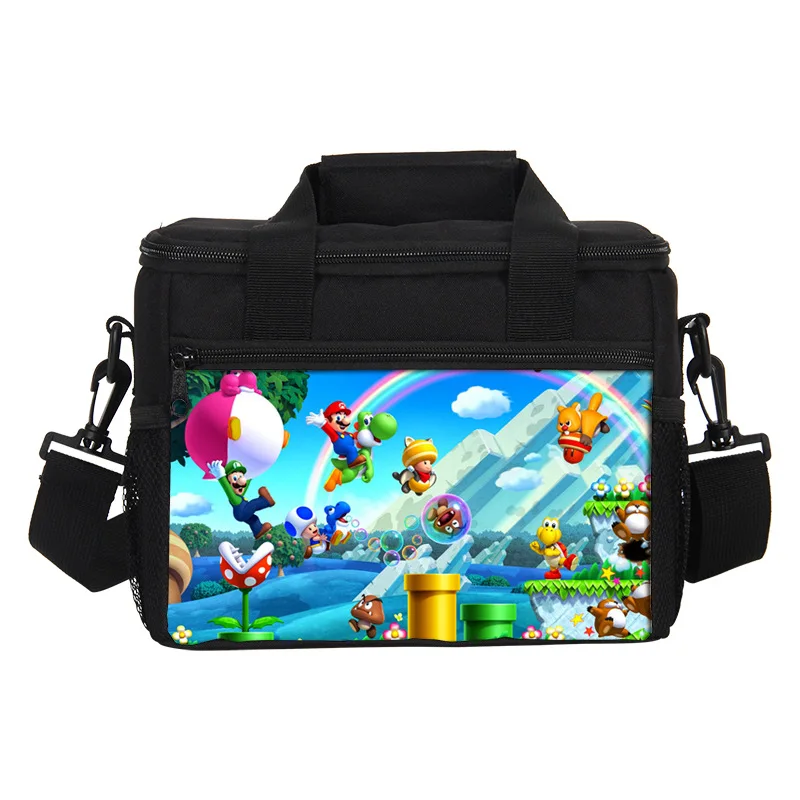 

Super Mario Bros Cartoon Lunch Bags Games Anime Figures Mario Luigi Yoshi Bowser School Picnic Bag Insulation Bag Birthday Gifts