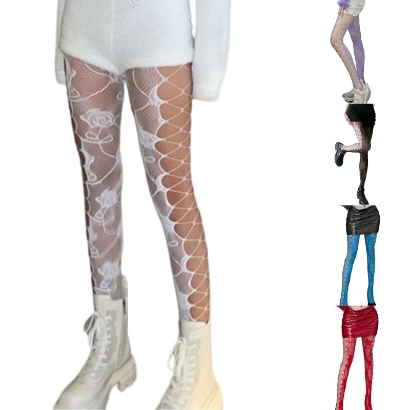 Women Sexy Colorful Fishnet Pantyhose Rose Flower Vine Jacquard Pattern Tights Side Hollow Cross Bandage Mesh Stockings Leggings
Women Sexy Colorful Fishnet Pantyhose Rose Flower Vine Jacquard Pattern Tights Side Hollow Cross Bandage Mesh Stockings Leggings