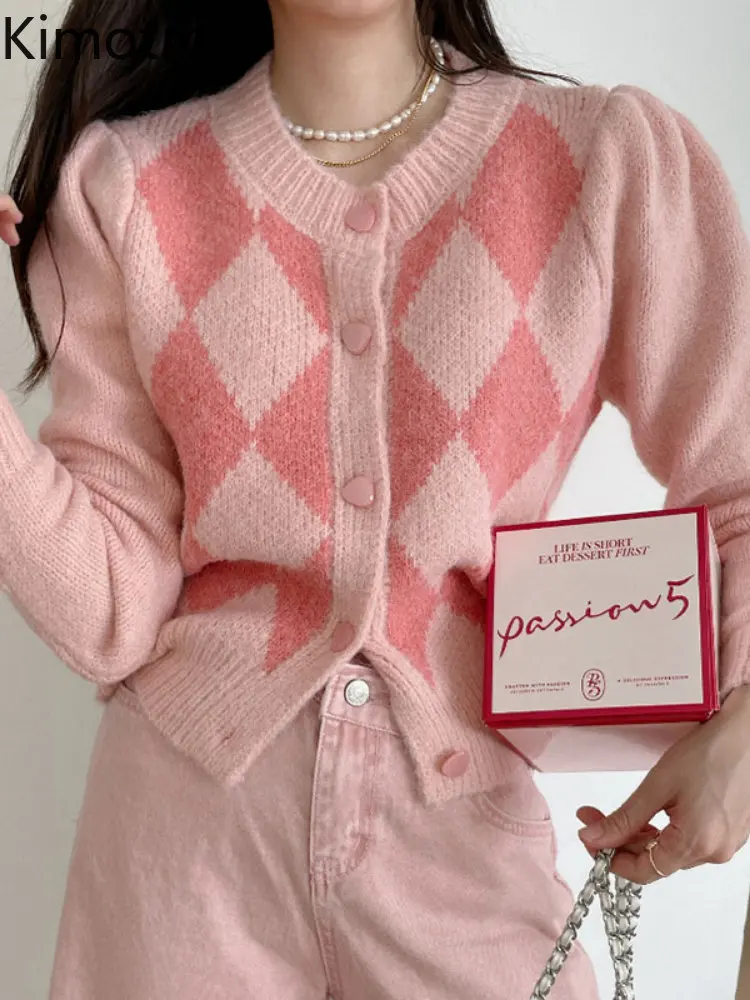 Женский жаккардовый вязаный кардиган Kimotimo с узором ромбиками, осенне-зимний свитер с круглым вырезом, пальто, корейский шикарный топ со сни... 
Женский жаккардовый вязаный кардиган Kimotimo с узором ромбиками, осенне-зимний свитер с круглым вырезом, пальто, корейский шикарный топ со сни...