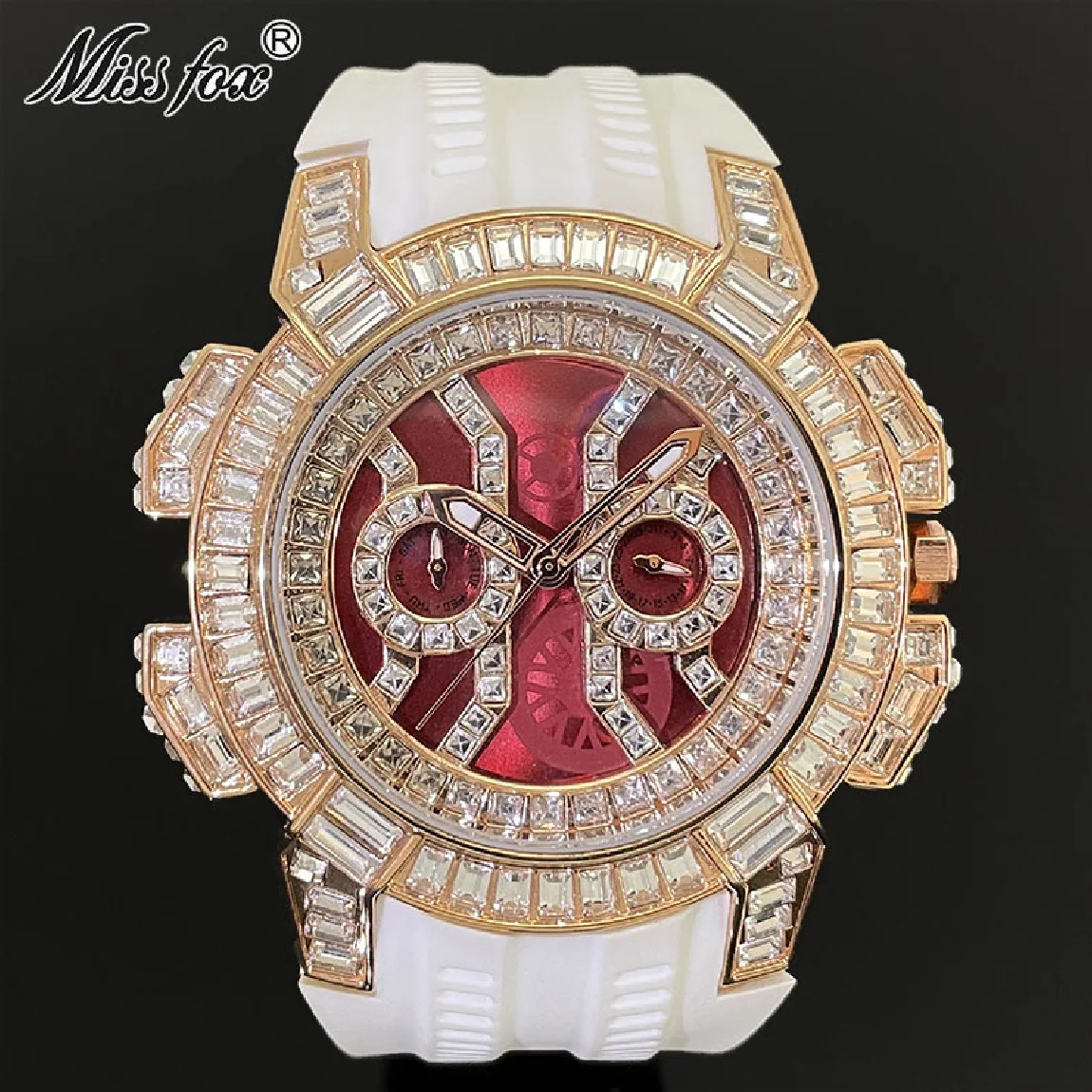 MISSFOX Iced Watch For Men Luxury Diamond Waterprof Big Clock Fashion Silicone Strap Quartz Wristwatch Automatic Date Week Reloj
MISSFOX Iced Watch For Men Luxury Diamond Waterprof Big Clock Fashion Silicone Strap Quartz Wristwatch Automatic Date Week Reloj