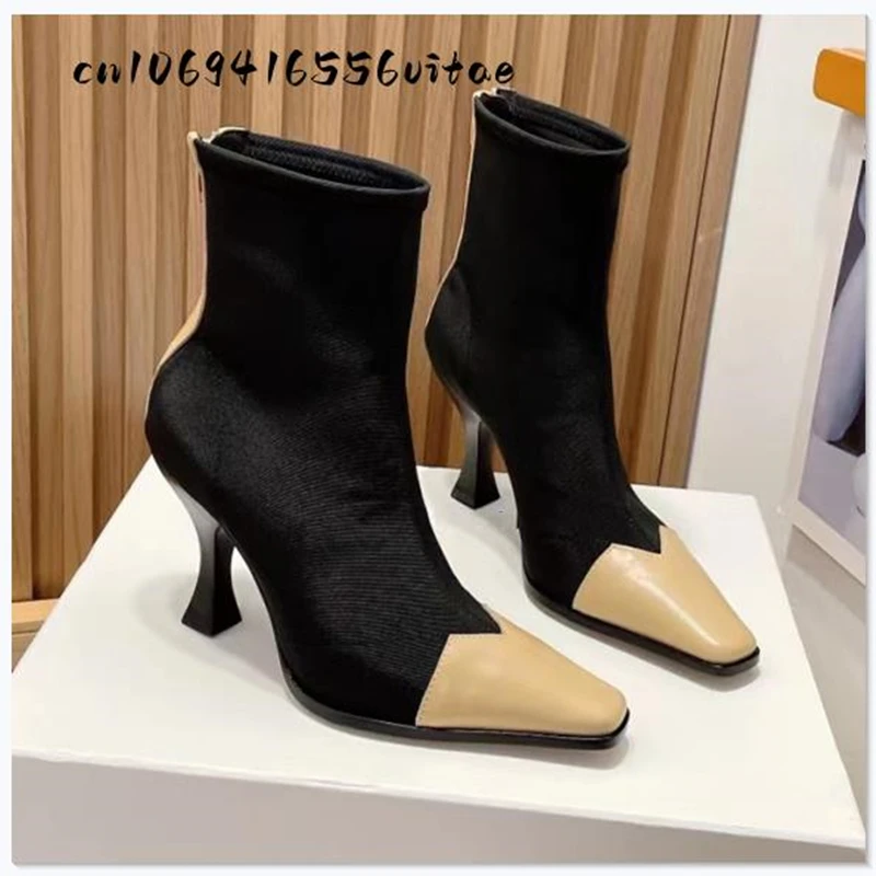 Women 2022 Autumn Patchwork Pointed Toe Ankle Boots Thin High Heels Elastic Socks Boots Luxury Design Casual Style
Women 2022 Autumn Patchwork Pointed Toe Ankle Boots Thin High Heels Elastic Socks Boots Luxury Design Casual Style