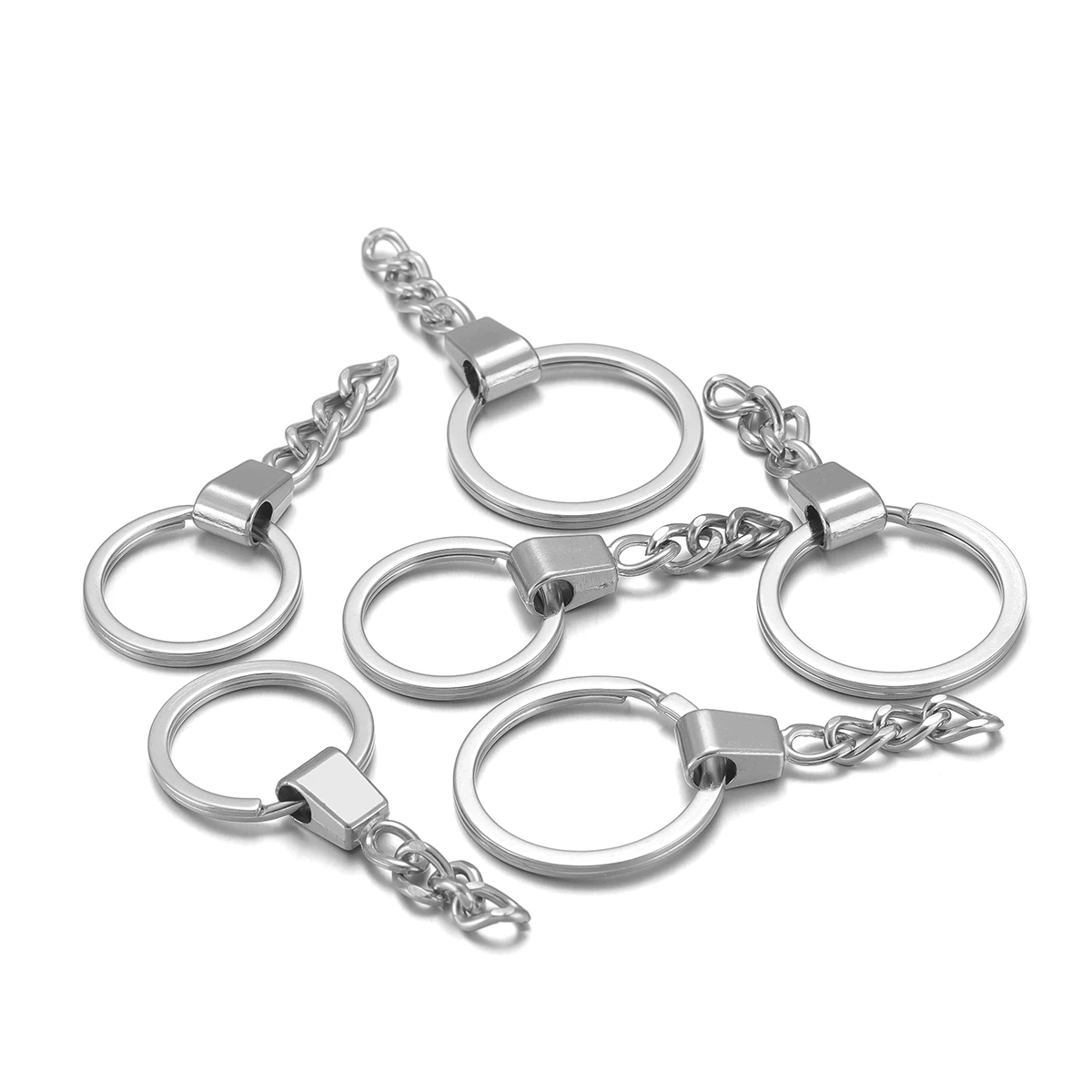 

10/20Pcs/Lot Key Ring Sliding Keychain Rhodium Plated 25 30mm Long Round Split Keyrings DIY Crafts Jewelry Wholesale