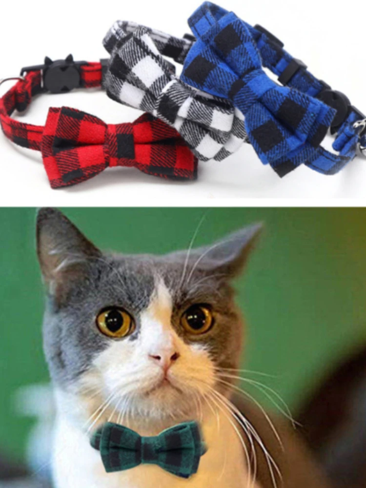 Cat Collar Bowknot Breakaway Collar Tie Safety Buckle Plaid Christmas Chihuahua Necklace Elastic Adjustable Dog Collar for Puppy
Cat Collar Bowknot Breakaway Collar Tie Safety Buckle Plaid Christmas Chihuahua Necklace Elastic Adjustable Dog Collar for Puppy