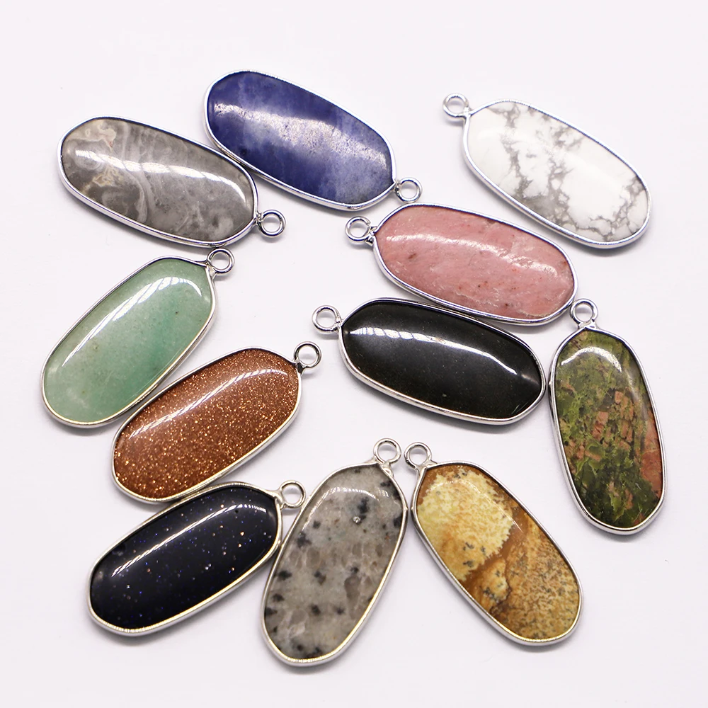 New Natural Stone Agates Crystal Oval Silver Edge Shape Pendants Rose Quartz Reiki Charms DIY Necklace Jewelry Making Gift 10Pcs
New Natural Stone Agates Crystal Oval Silver Edge Shape Pendants Rose Quartz Reiki Charms DIY Necklace Jewelry Making Gift 10Pcs