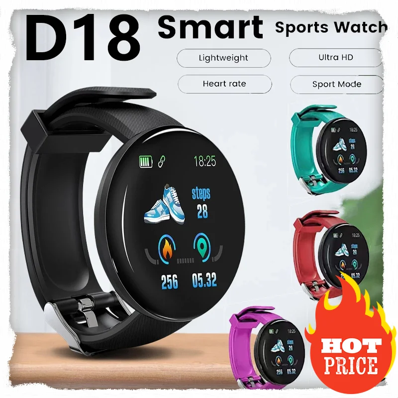 D18 Smart Watch Digital Men Women Bluetooth Fitness Tracker Bracelet Sport Heart Rate Blood Pressure for Android IOS Smart Watch
D18 Smart Watch Digital Men Women Bluetooth Fitness Tracker Bracelet Sport Heart Rate Blood Pressure for Android IOS Smart Watch