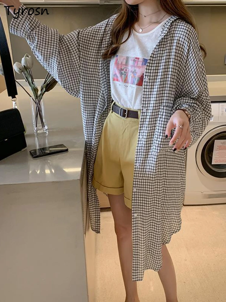 S-4XL Hooded Shirts Women Mid-length Baggy All-match Summer Plaid Simple Harajuku Sun-proof Design Stylish Leisure Daily Female
S-4XL Hooded Shirts Women Mid-length Baggy All-match Summer Plaid Simple Harajuku Sun-proof Design Stylish Leisure Daily Female