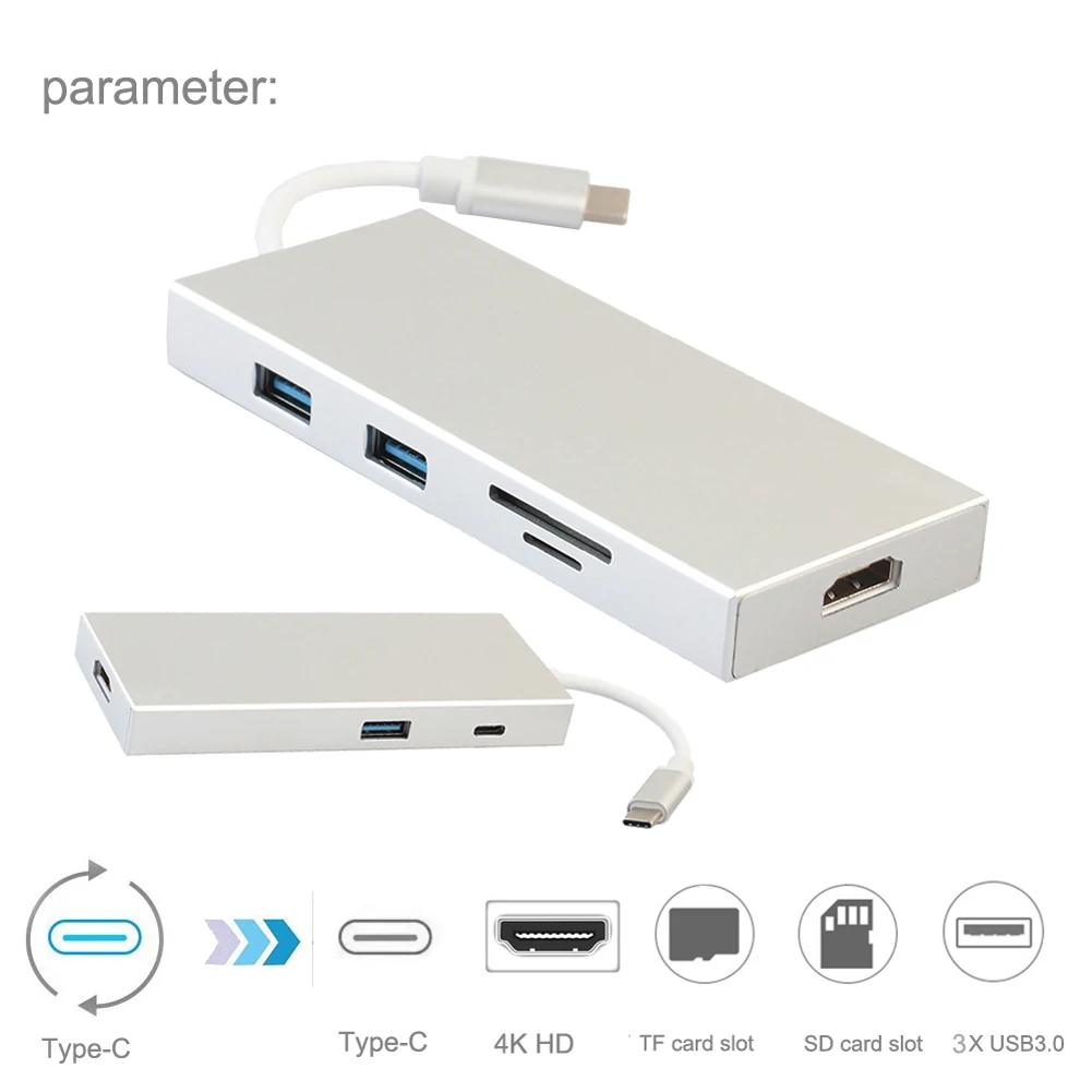 Digital AV Multi-port Adapter Type C to 4K HDMI-compatible PD USB 3.0 TF SD Slot Converter 
Digital AV Multi-port Adapter Type C to 4K HDMI-compatible PD USB 3.0 TF SD Slot Converter