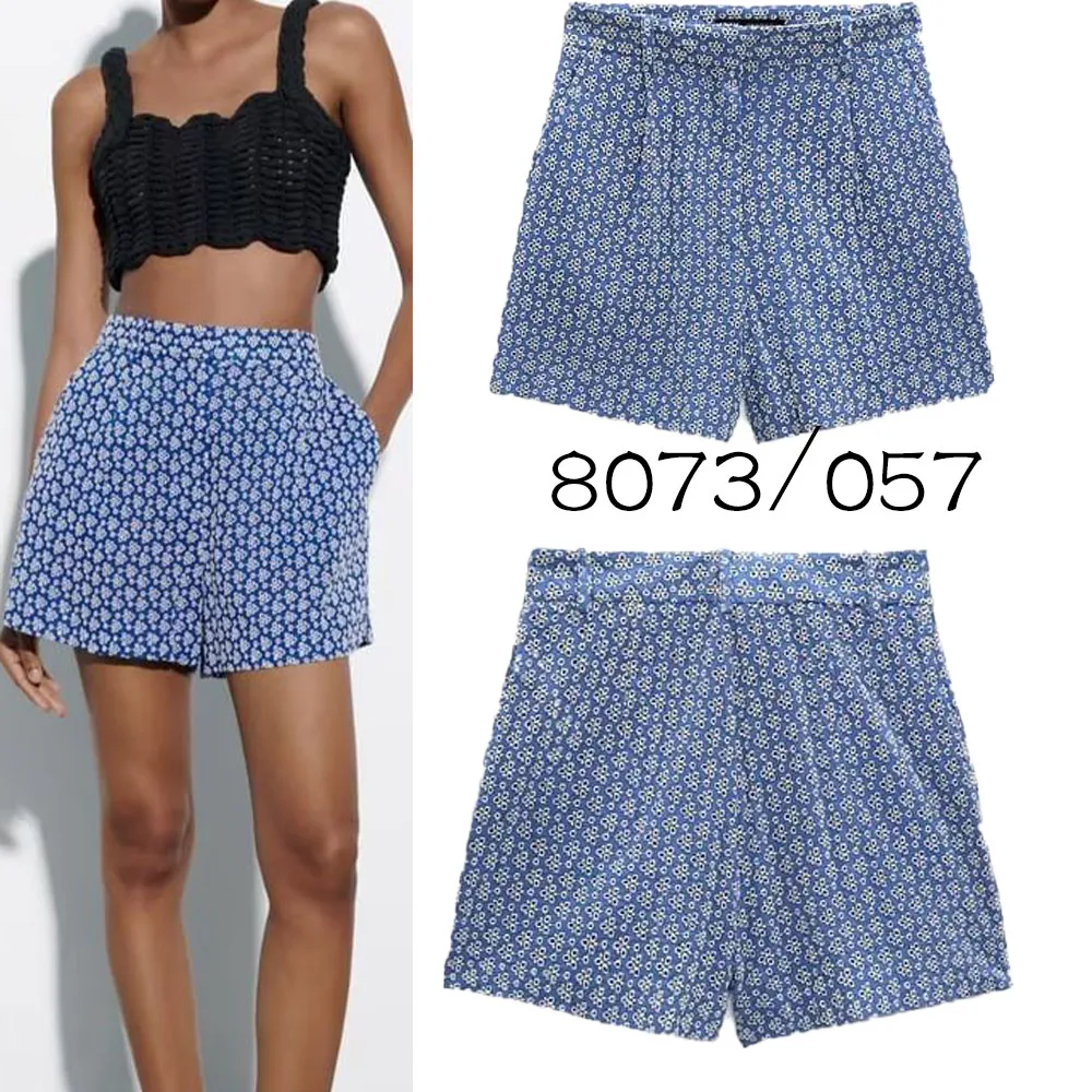 New women's retro all-match blue pleated side pocket embroidery hollow high waist casual Bermuda shorts 8073057
New women's retro all-match blue pleated side pocket embroidery hollow high waist casual Bermuda shorts 8073057