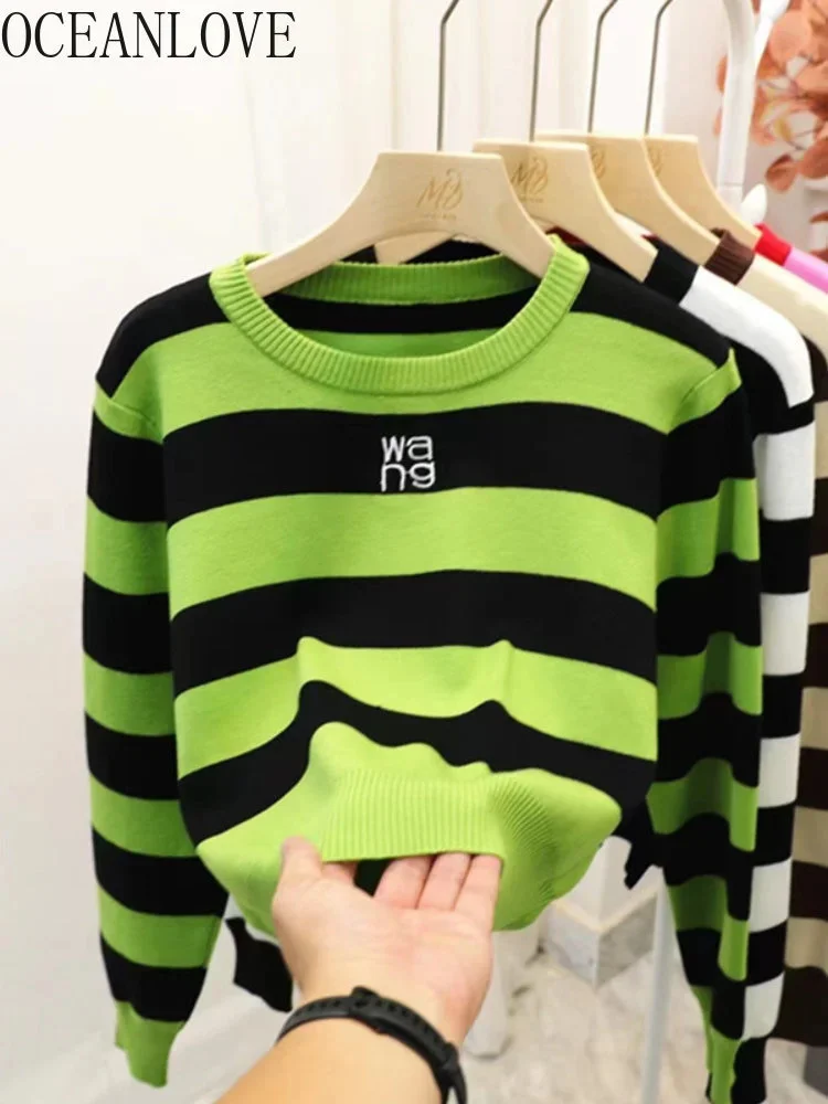 Одежда OCEANLOVE Y2k, свитера, женские топы с вышитыми буквами, осенне-зимние короткие пуловеры, полосатые контрастные женские пуловеры
Одежда OCEANLOVE Y2k, свитера, женские топы с вышитыми буквами, осенне-зимние короткие пуловеры, полосатые контрастные женские пуловеры