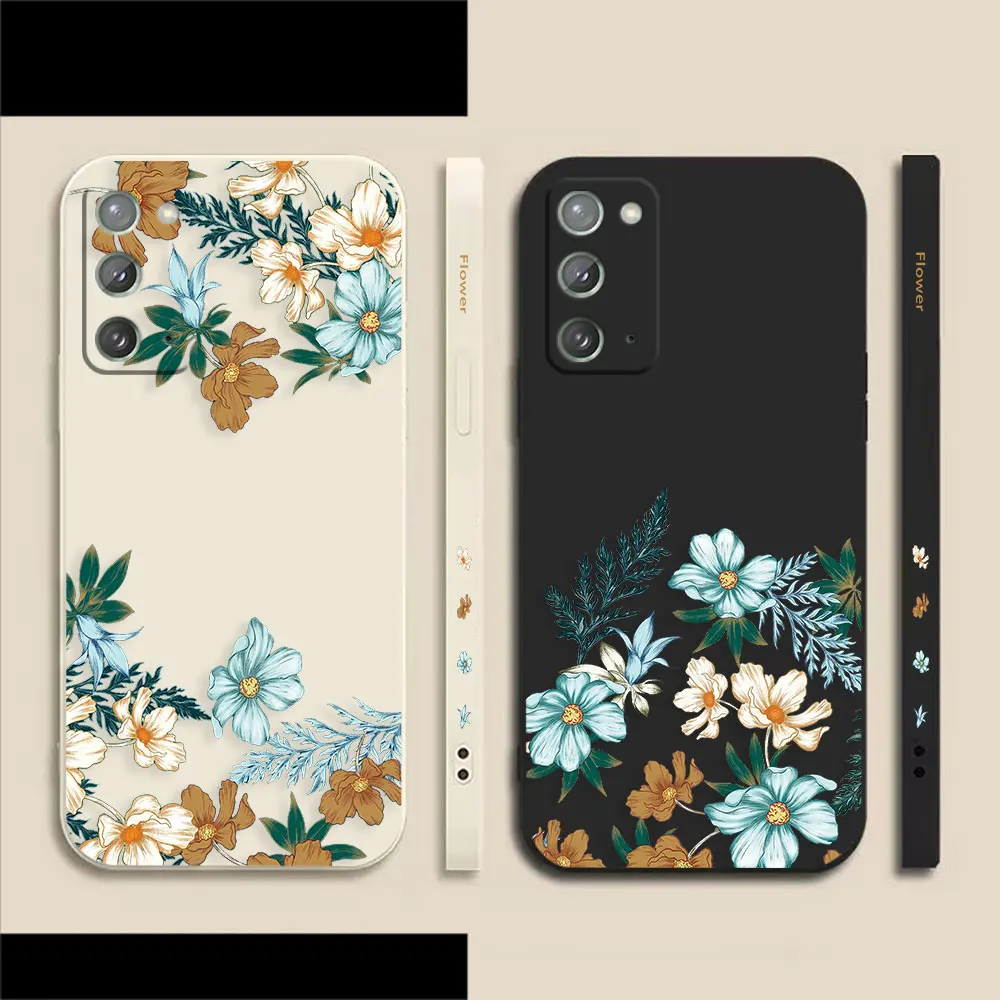

Vintage Painted Flowers Phone Case For Samsung A70 A60 A30 A20S A20 A10S A10 Note 20 10 M33 M32 Pro Plus Lite Ultra 4G 5G Case