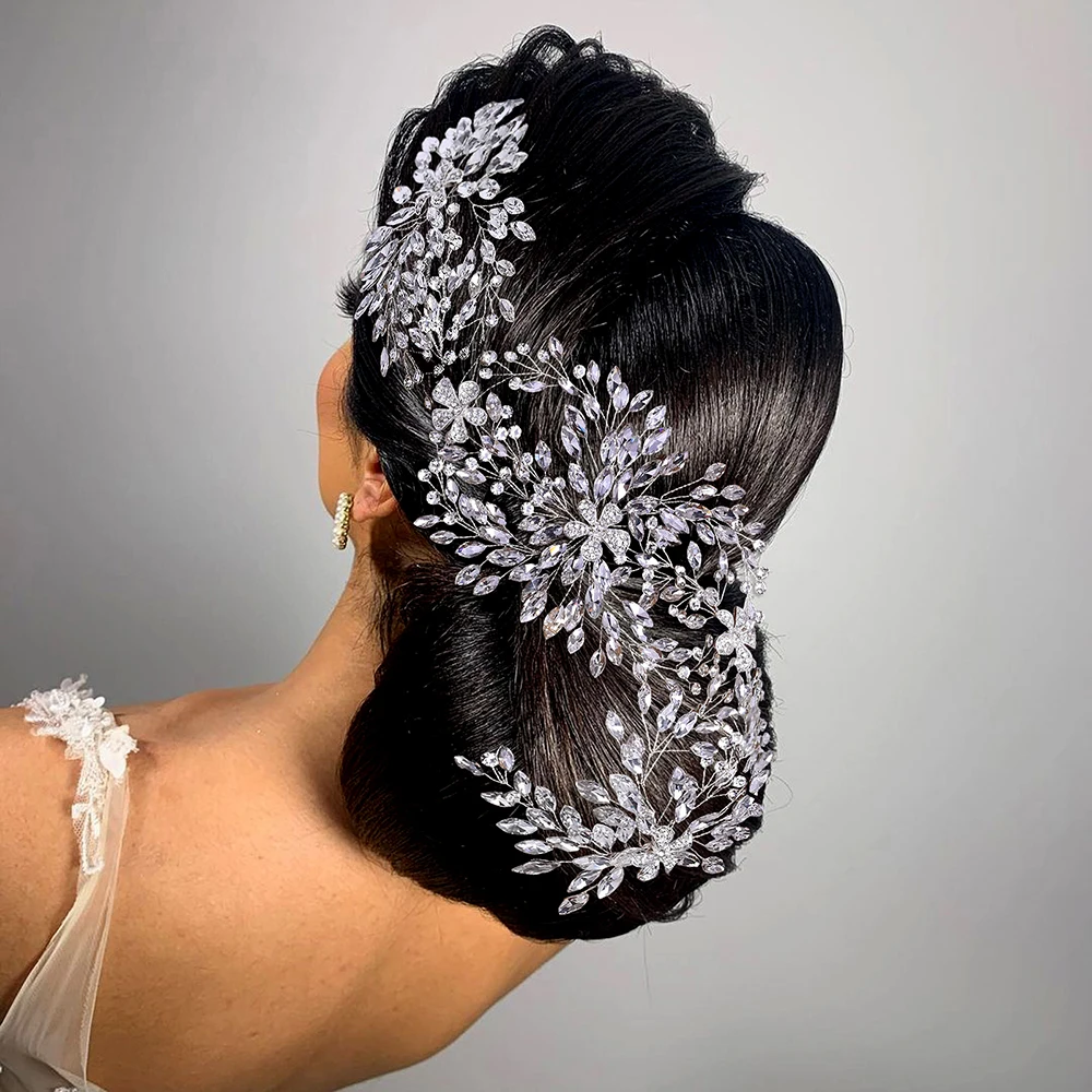 

Hot sale Cathedral Wedding Tiara Luxurious Rhinestone Headband Alloy Flower Headpiece Handmade Bridal Hair Accessories