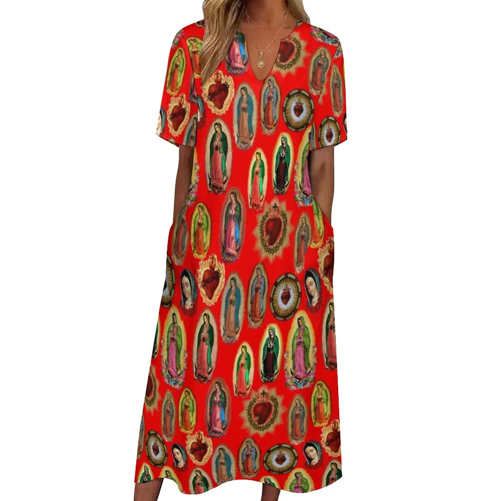 Virgin Mary Dress Our Lady of Guadalupe Print Vintage Maxi Dress Street Wear Casual Long Dresses Summer V Neck Clothing
Virgin Mary Dress Our Lady of Guadalupe Print Vintage Maxi Dress Street Wear Casual Long Dresses Summer V Neck Clothing