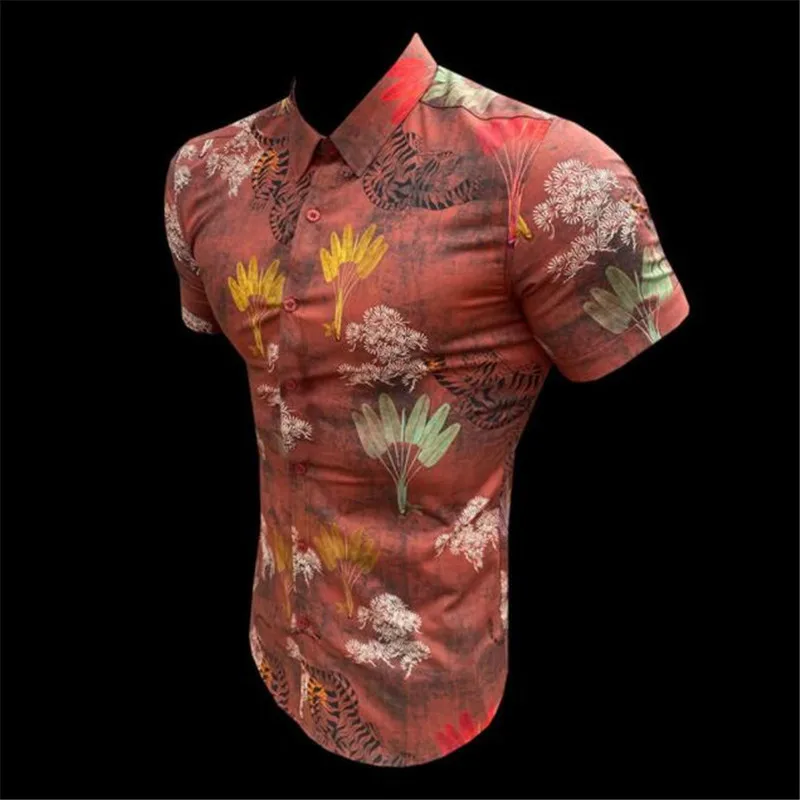 Мужская гавайская рубашка с коротким рукавом, с цветочным принтом 
Мужская гавайская рубашка с коротким рукавом, с цветочным принтом