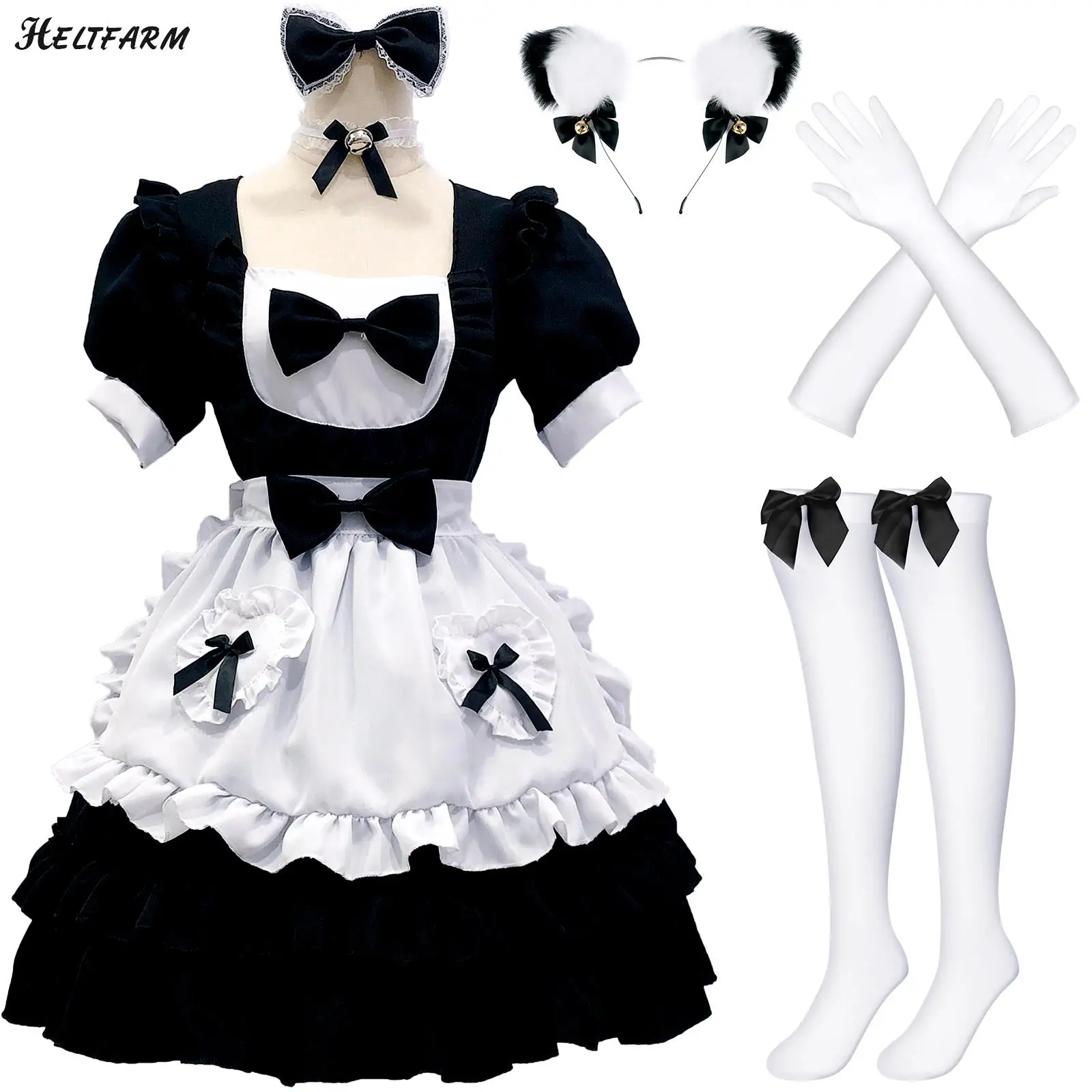Women Maid Outfit Lolita Cosplay Cute Sexy Erotic Kawaii Cafe Costume Black White Men Uniform Apron Dress Cute Bowknot Mucama
Women Maid Outfit Lolita Cosplay Cute Sexy Erotic Kawaii Cafe Costume Black White Men Uniform Apron Dress Cute Bowknot Mucama