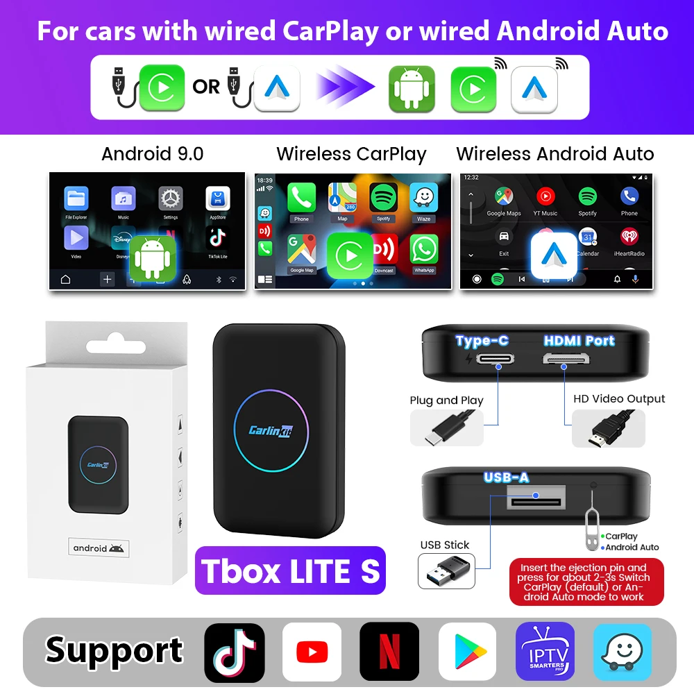 CarlinKit Android Ai Box Беспроводной адаптер Lite s Wireless Dongle CarPlay Android auto для IPTV Youtube Netfilx Spotify HD Выход
CarlinKit Android Ai Box Беспроводной адаптер Lite s Wireless Dongle CarPlay Android auto для IPTV Youtube Netfilx Spotify HD Выход