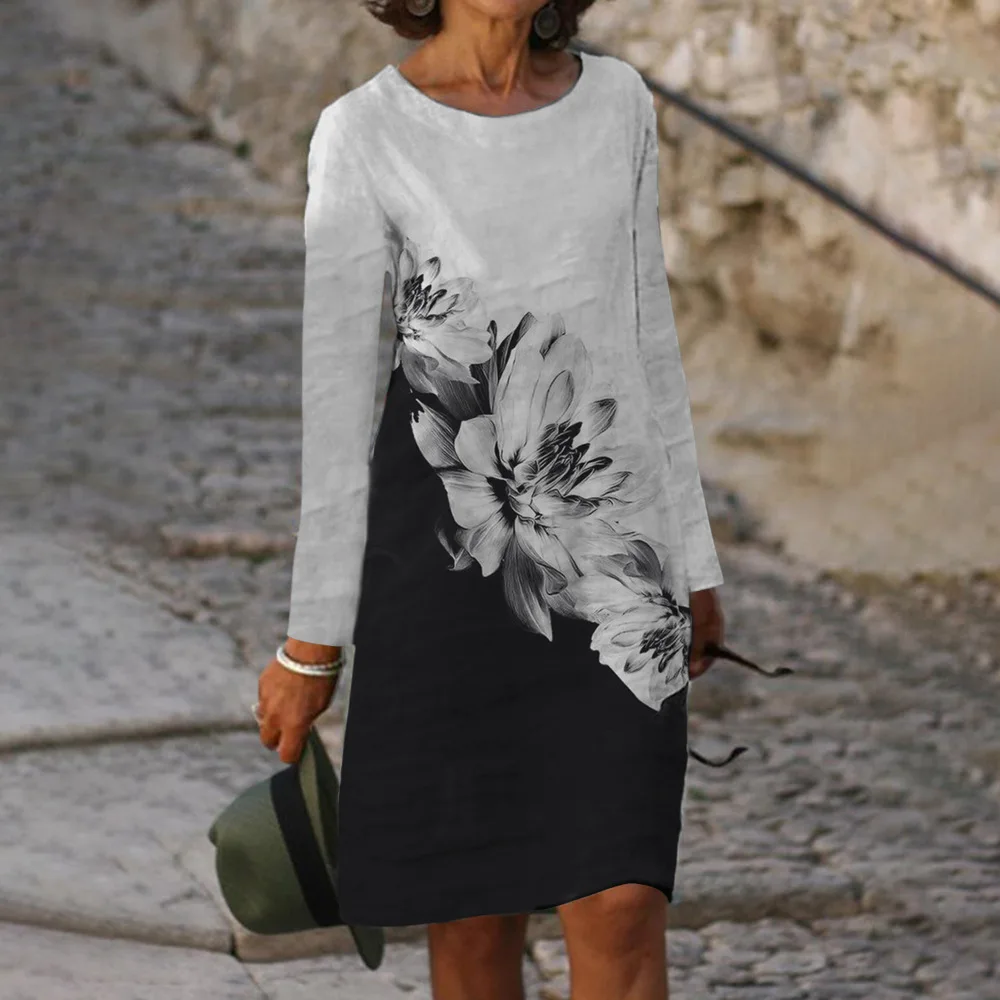2023 Autumn Women's Cotton Dress Oversize Printed Long Sleeve O-neck Elegant Midi Dresses Female Casual Loose Ladies Clothes
2023 Autumn Women's Cotton Dress Oversize Printed Long Sleeve O-neck Elegant Midi Dresses Female Casual Loose Ladies Clothes