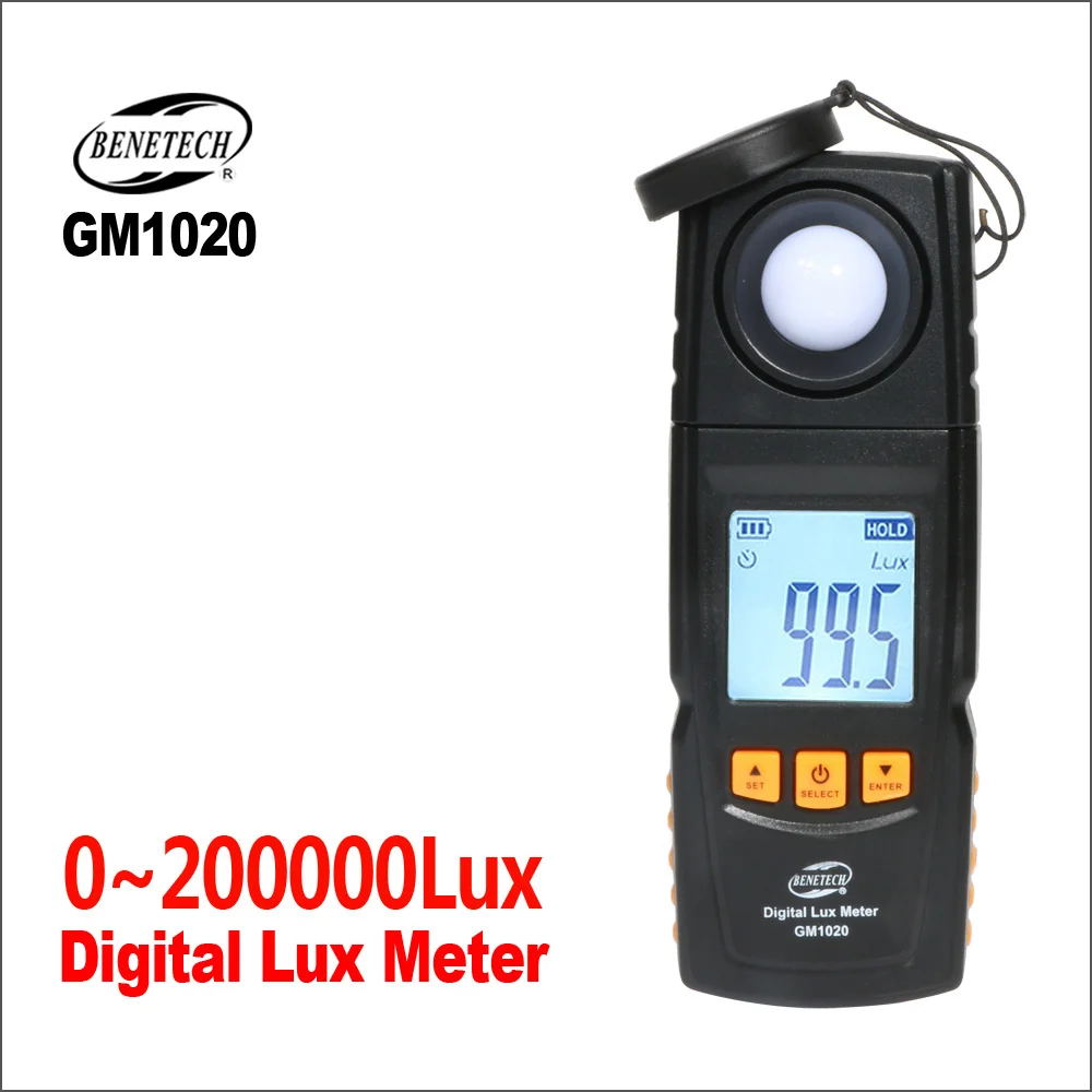 

BENETECH Digital Light Luxmeter Spectrometer Photometer Meter Portable Luminometer 0~200000 Lux Lux/FC Illuminometer Photometer