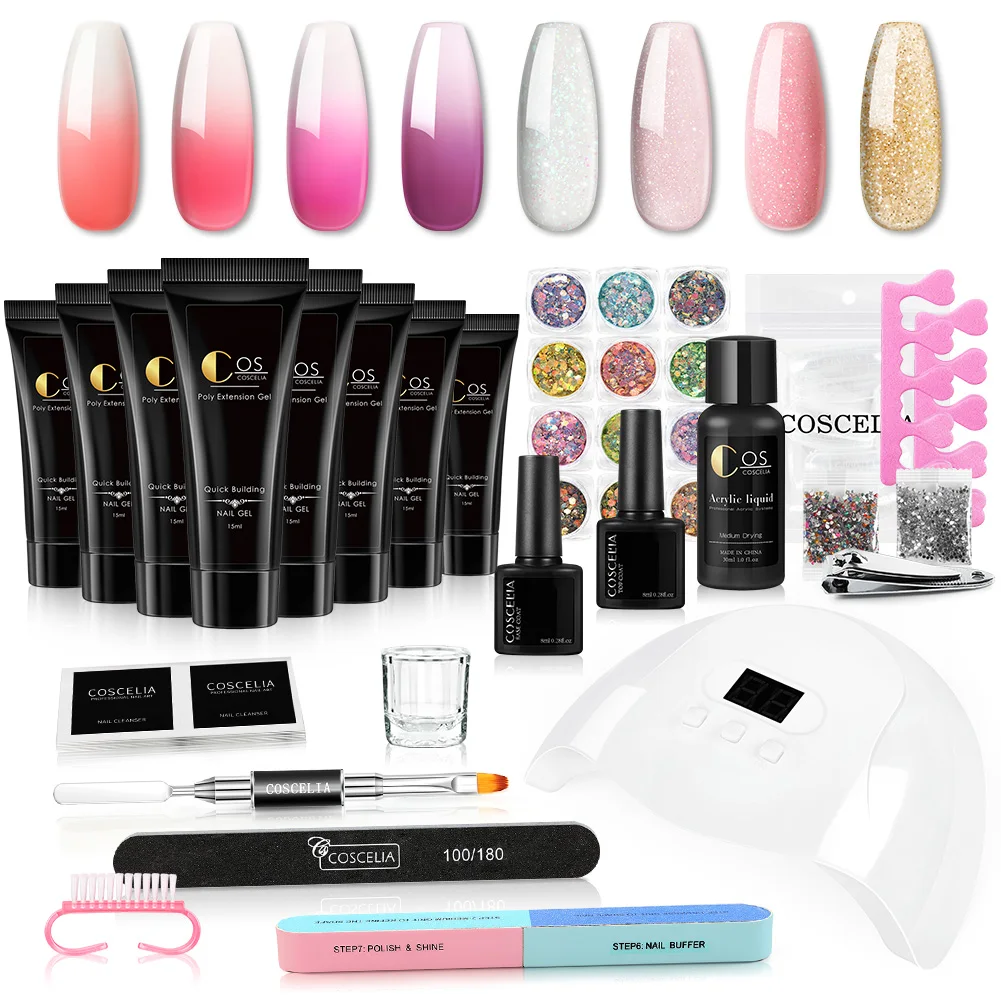 COSCELIA Poly Nail Gel Kit with UV Led Lamp Jelly Gel Polish Nail Extension Slip Solution Nails Art Tools Manicure Set
COSCELIA Poly Nail Gel Kit with UV Led Lamp Jelly Gel Polish Nail Extension Slip Solution Nails Art Tools Manicure Set