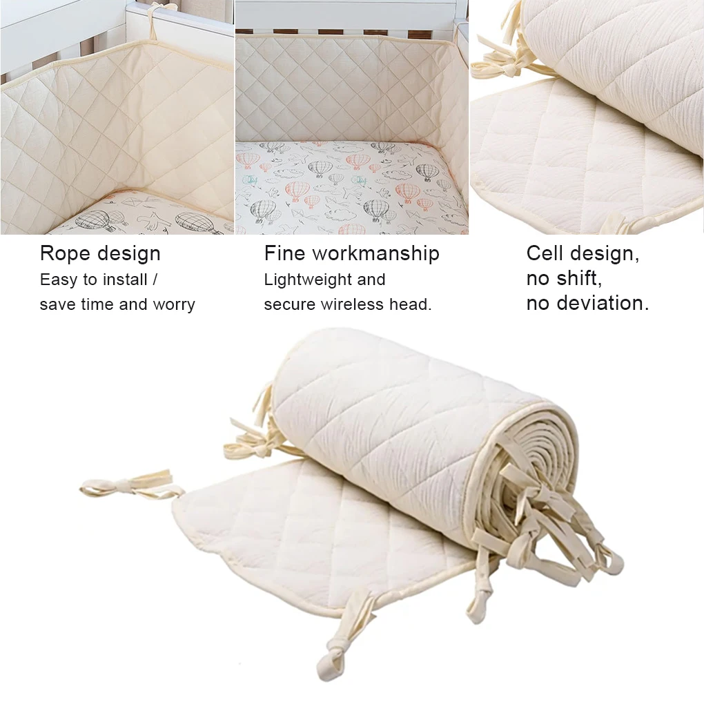 

Cotton Baby Carriage Wraps Detachable Washable Protective Solid Color Crib Cushion Cot Protector Accessories 190x30cm