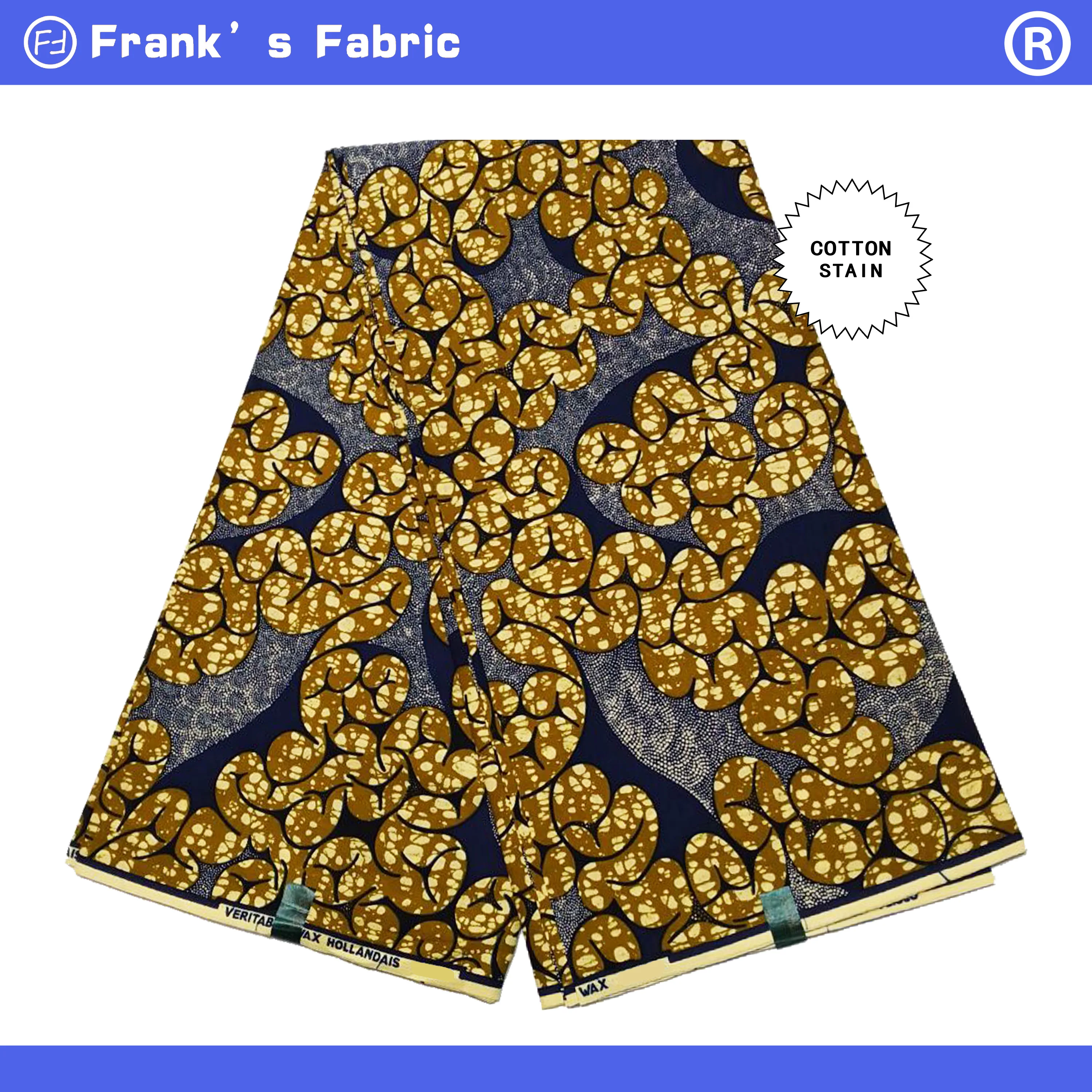 Genuine Hollandais Pagne African Wax Ankara Hollandais Printed Block Fabric 6 Yards Nigerian Wax Dye Fabric For Sewing Clothes
Genuine Hollandais Pagne African Wax Ankara Hollandais Printed Block Fabric 6 Yards Nigerian Wax Dye Fabric For Sewing Clothes