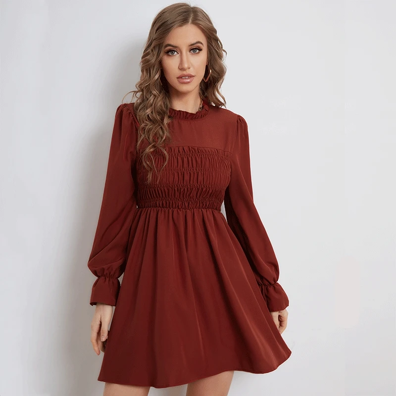 2022Spring AliExpress European and American Long Sleeve Temperament Pure Color Dress
2022Spring AliExpress European and American Long Sleeve Temperament Pure Color Dress