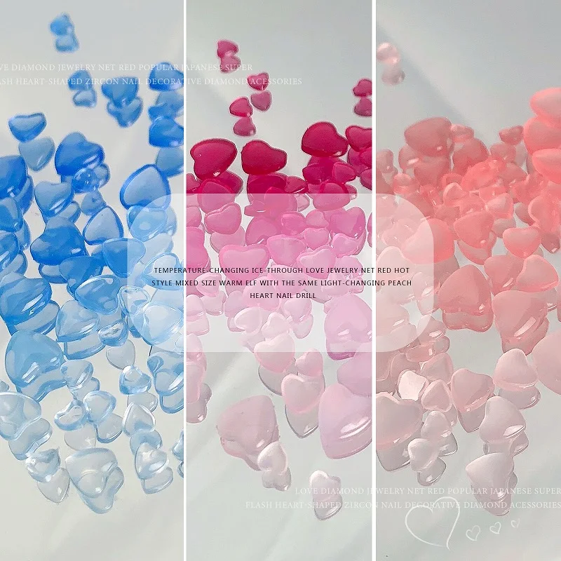 New Arrival Nail Art Light-Sensitive Color-Changing Love Transparent Nail Jewelry 4MM 6MM 8MM Mixed Peach Heart Manicure Decor
New Arrival Nail Art Light-Sensitive Color-Changing Love Transparent Nail Jewelry 4MM 6MM 8MM Mixed Peach Heart Manicure Decor