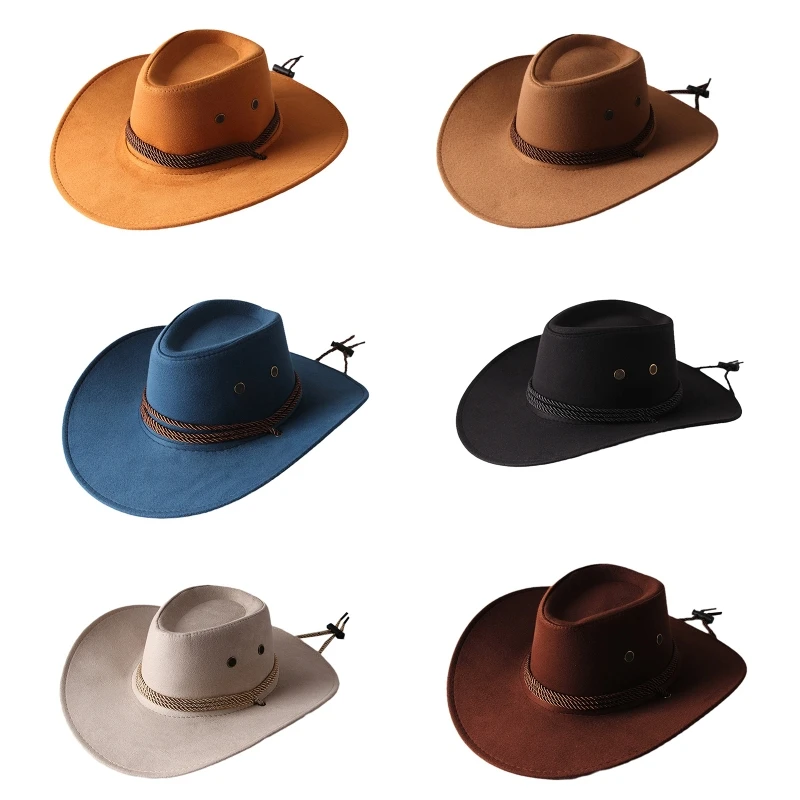 Fashion Wide Brim Western Cowboy Hat with Windproof Rope Vintage Solid Color Jazz Hat All-match for Casual Vacation
Fashion Wide Brim Western Cowboy Hat with Windproof Rope Vintage Solid Color Jazz Hat All-match for Casual Vacation