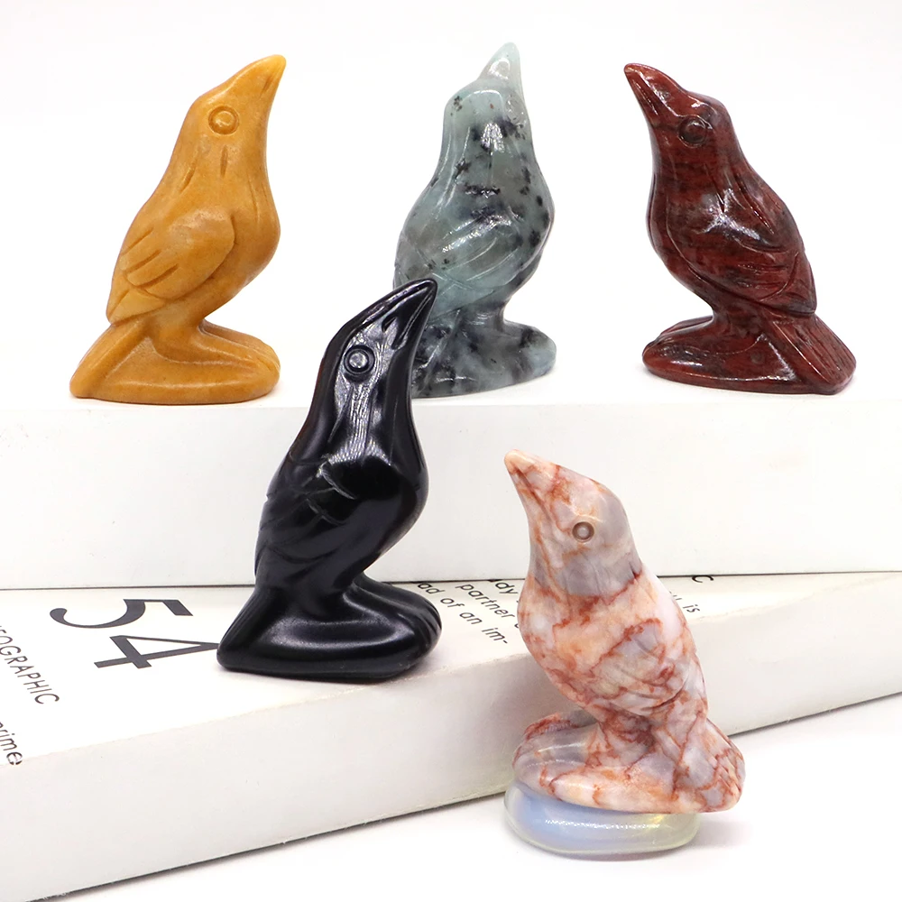2" Raven Statue Natural Black Obsidian Crystal Healing Stone Carved Crow Figurine Craft Creative Halloween Decoration Lucky Gift
2" Raven Statue Natural Black Obsidian Crystal Healing Stone Carved Crow Figurine Craft Creative Halloween Decoration Lucky Gift