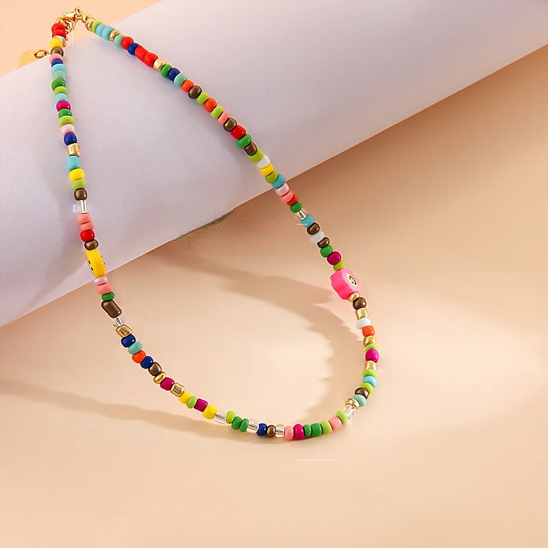 

Kpop Goth Simple Choker Necklaces Women Chain Ladies Seed Beads Pendant Girls Jewelry Colorful Trendy Korean Collares Para Mujer