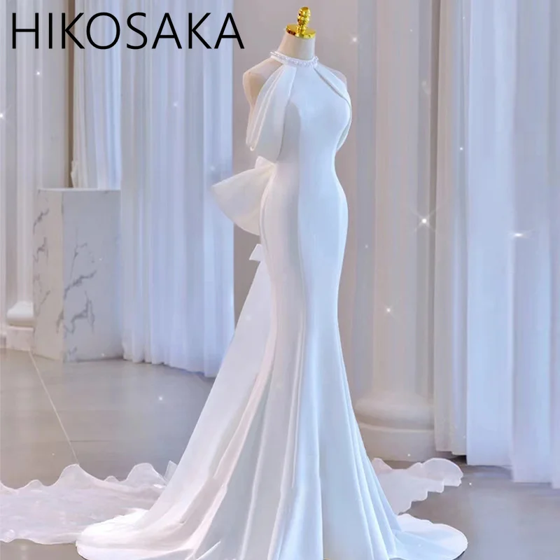 Luxury Satin Wedding Prom Dress Bow Trailing Off Shoulder Maxi Dresses Elegant Halter Long Evening Guest Cocktail Party Dress
Luxury Satin Wedding Prom Dress Bow Trailing Off Shoulder Maxi Dresses Elegant Halter Long Evening Guest Cocktail Party Dress