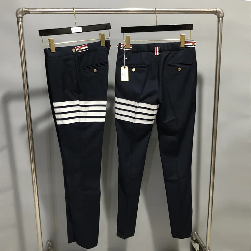 New TB Pants Low Waist Yarn Dyed Navy Red White Blue Ribbon Four Pole Suit Pants Versatile Pants
New TB Pants Low Waist Yarn Dyed Navy Red White Blue Ribbon Four Pole Suit Pants Versatile Pants